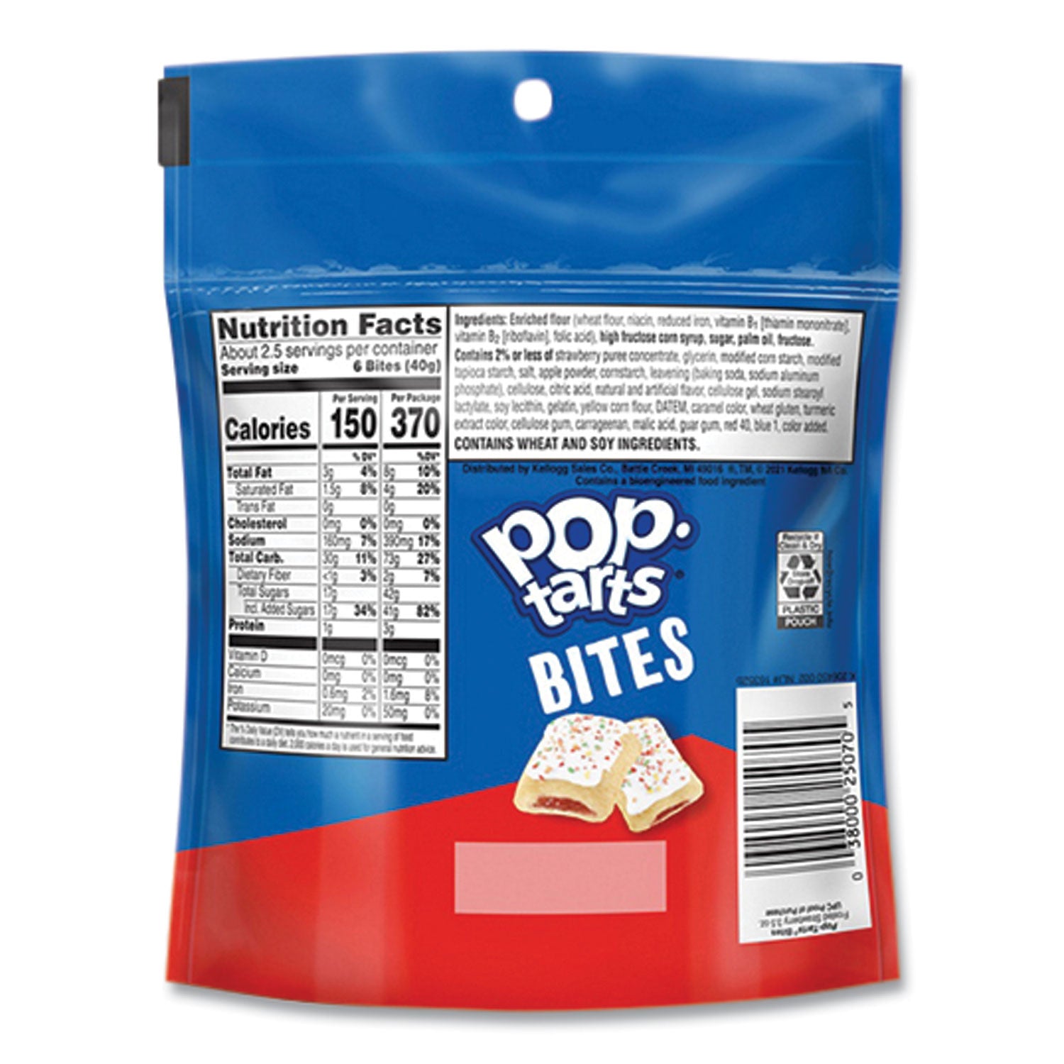 Pop Tarts Bites, Frosted Strawberry, 3.5 oz Bag, 6/Carton