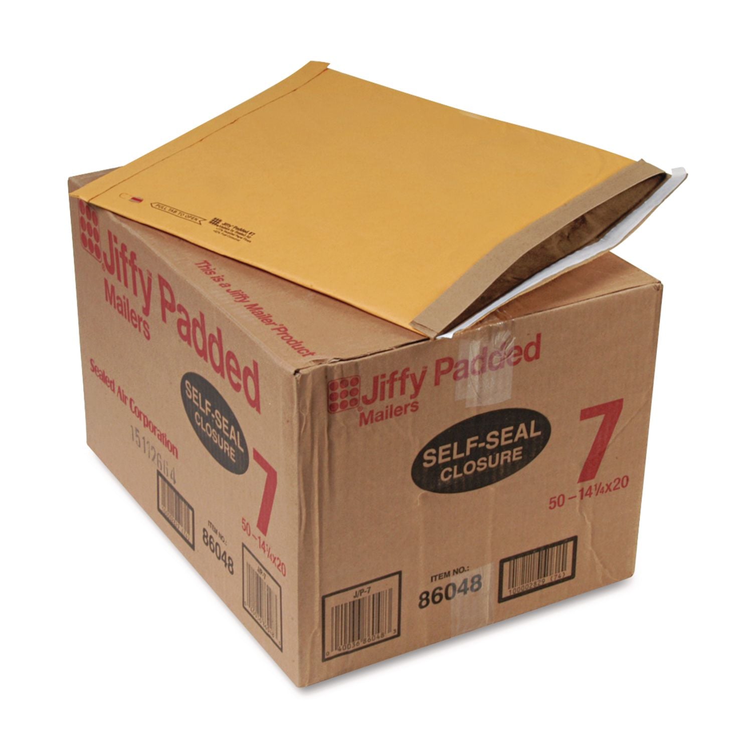 Jiffy Heavy-duty Kraft Self-seal Mailer, #7, 14 1/4" x 20", Natural/Satin Gold, Padded, Recyclable, 50/Carton