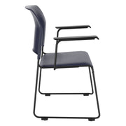 NPS® 8700 Series Cafetorium Plush Vinyl Stack Chair with Arms, Surface Color: Blue Vinyl, Frame Color: Black