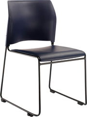 NPS® 8700 Series Cafetorium Plush Vinyl Stack Chair, Surface Color: Blue Vinyl, Frame Color: Black