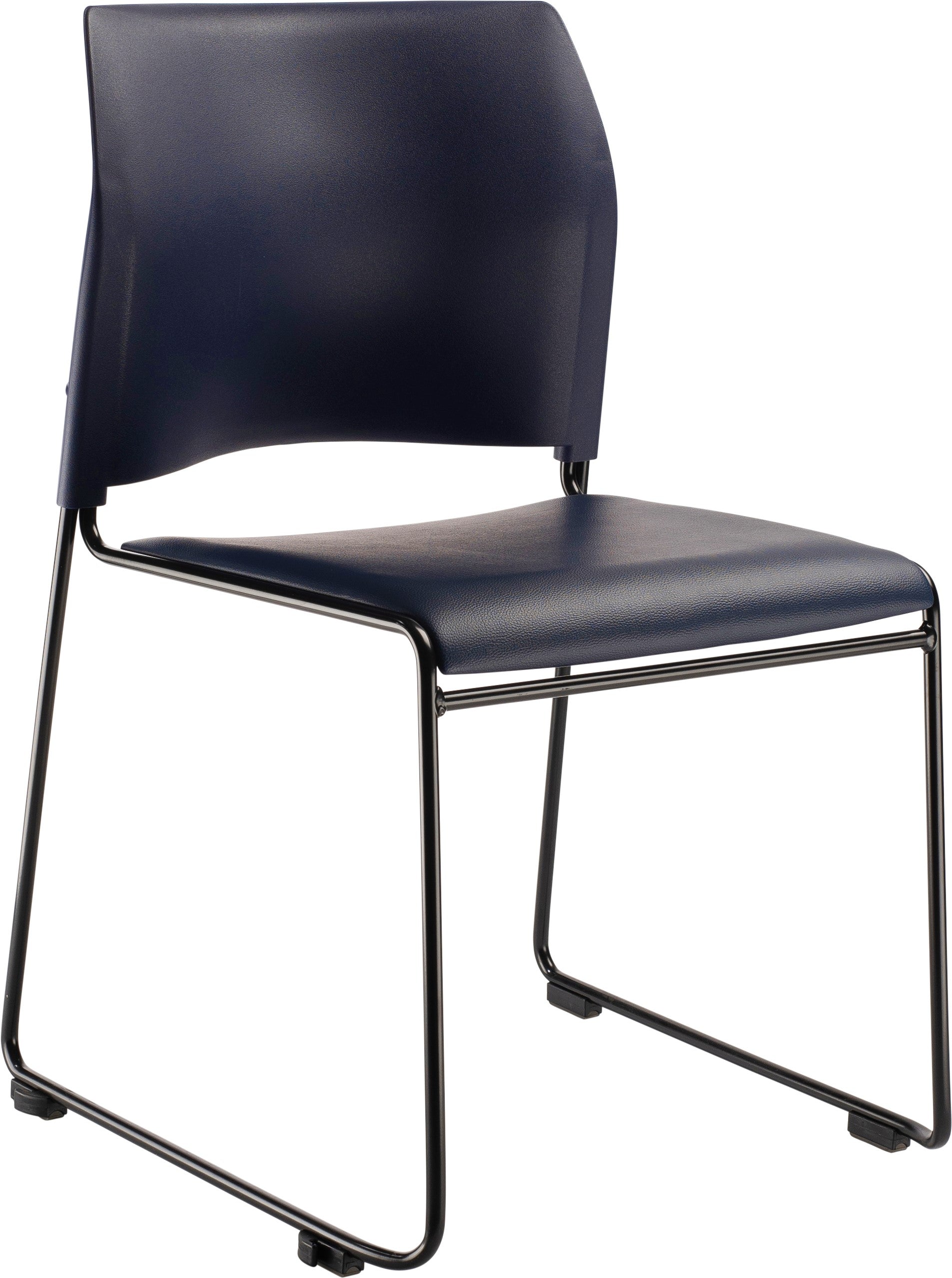 NPS® 8700 Series Cafetorium Plush Vinyl Stack Chair, Surface Color: Blue Vinyl, Frame Color: Black
