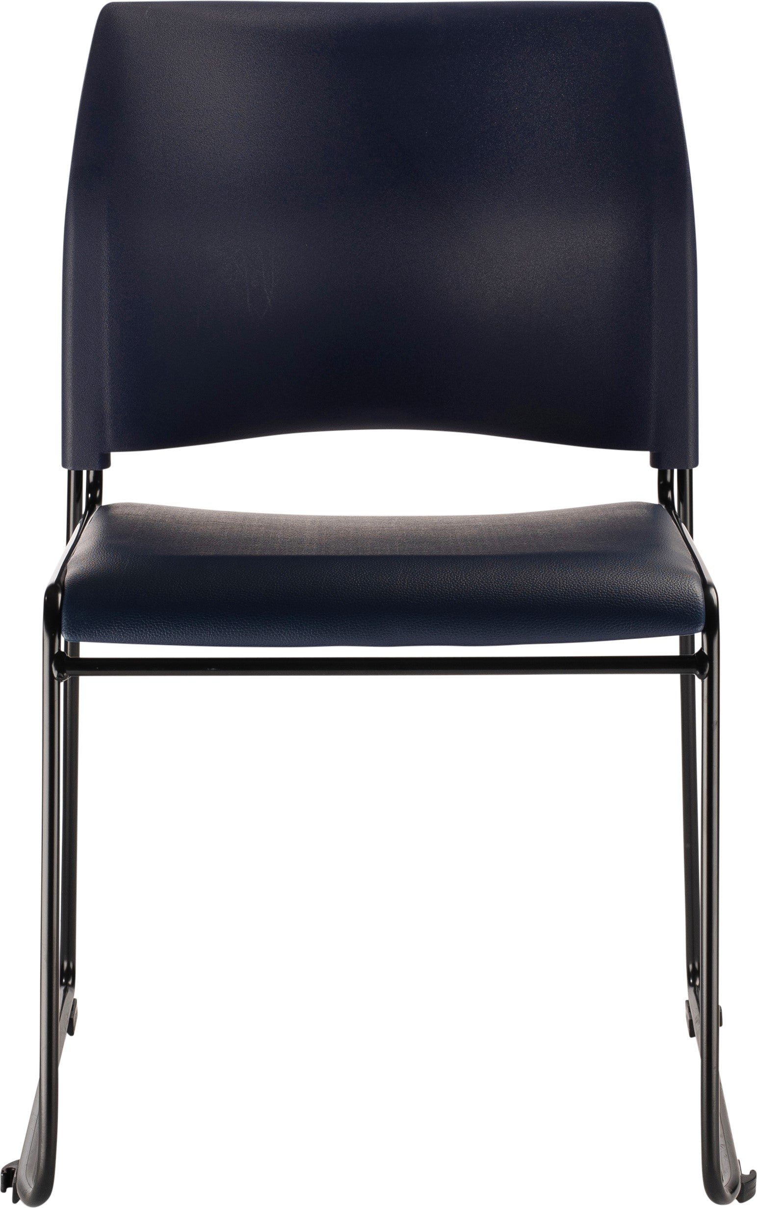 NPS® 8700 Series Cafetorium Plush Vinyl Stack Chair, Surface Color: Blue Vinyl, Frame Color: Black
