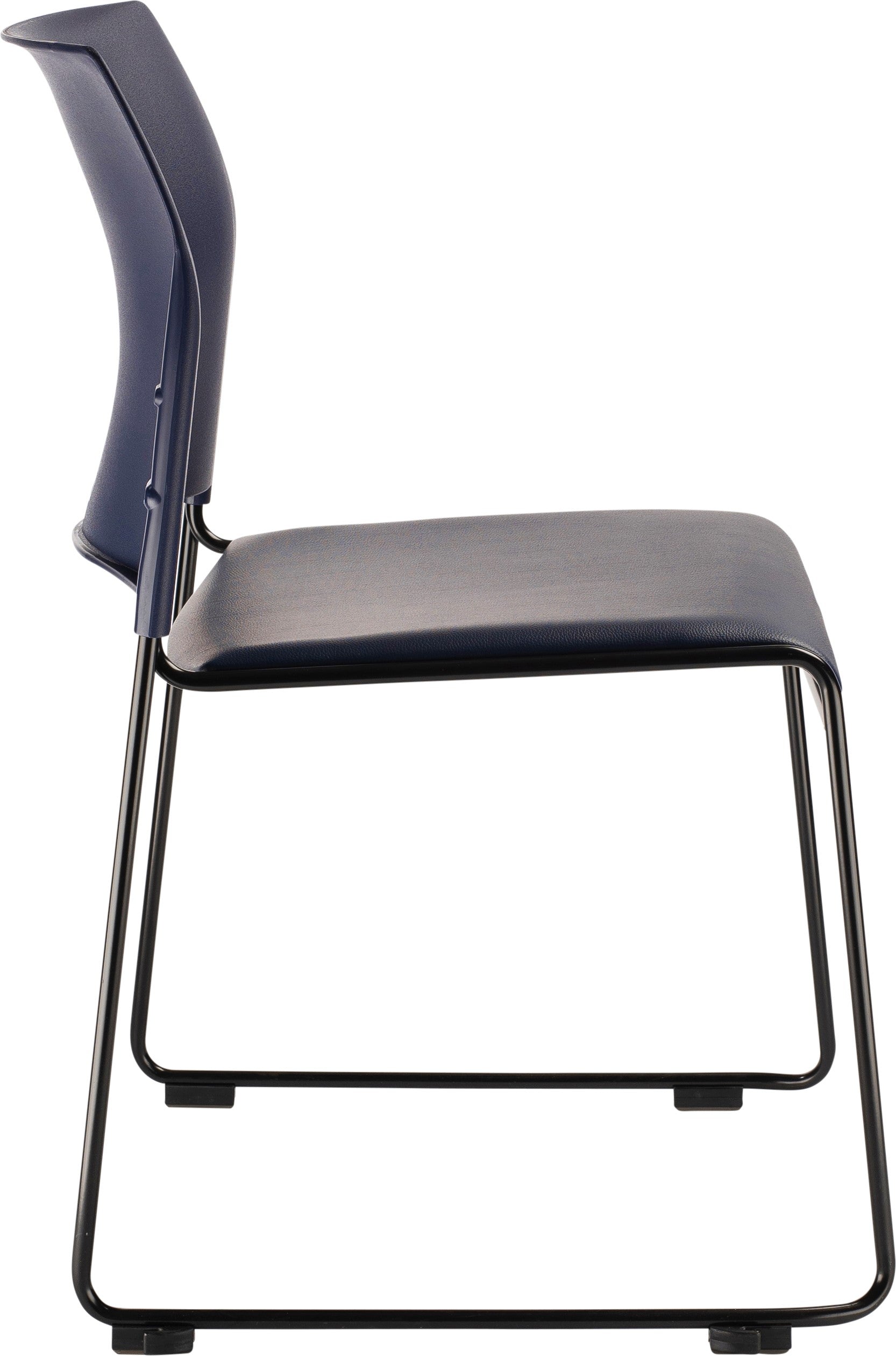 NPS® 8700 Series Cafetorium Plush Vinyl Stack Chair, Surface Color: Blue Vinyl, Frame Color: Black