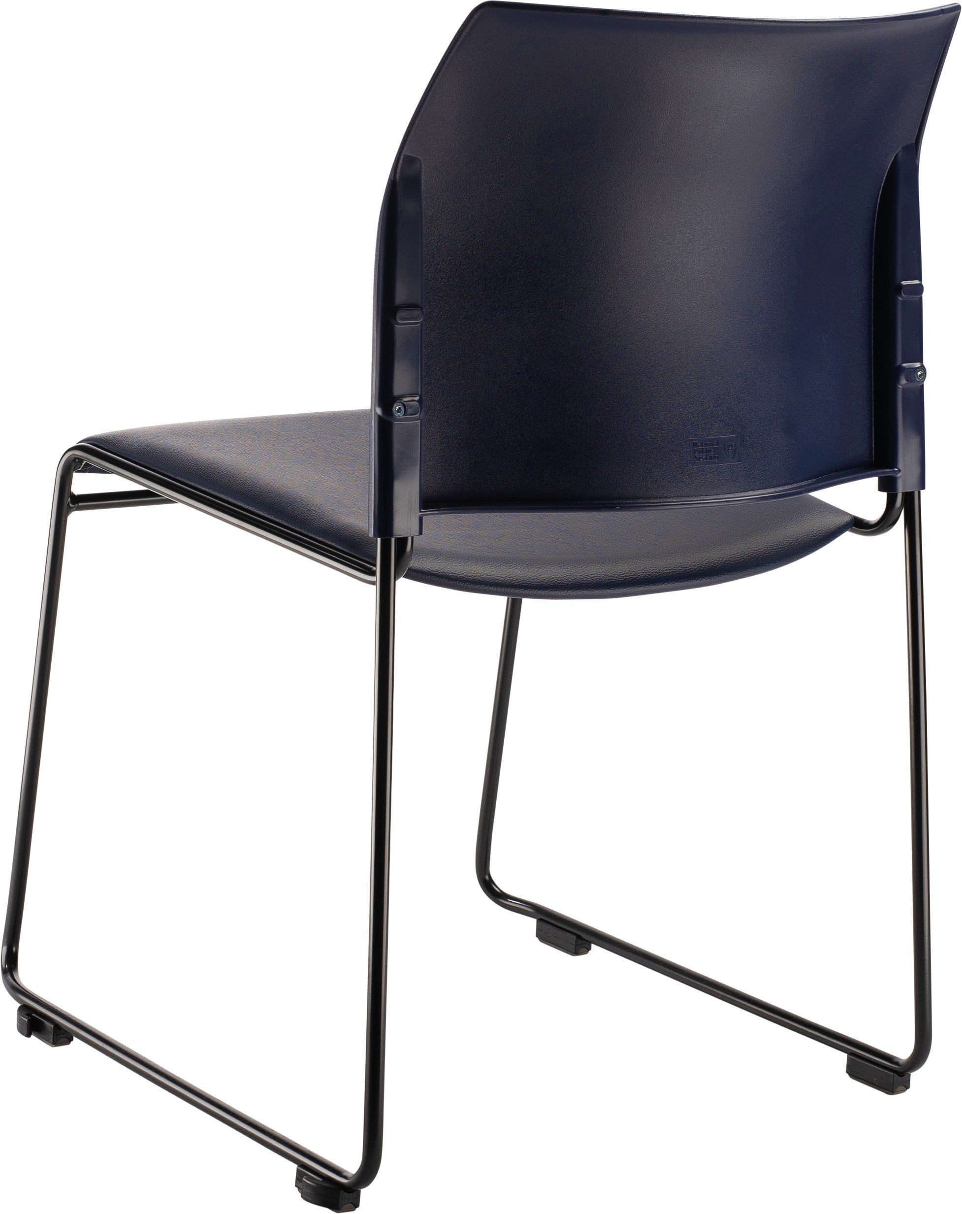 NPS® 8700 Series Cafetorium Plush Vinyl Stack Chair, Surface Color: Blue Vinyl, Frame Color: Black