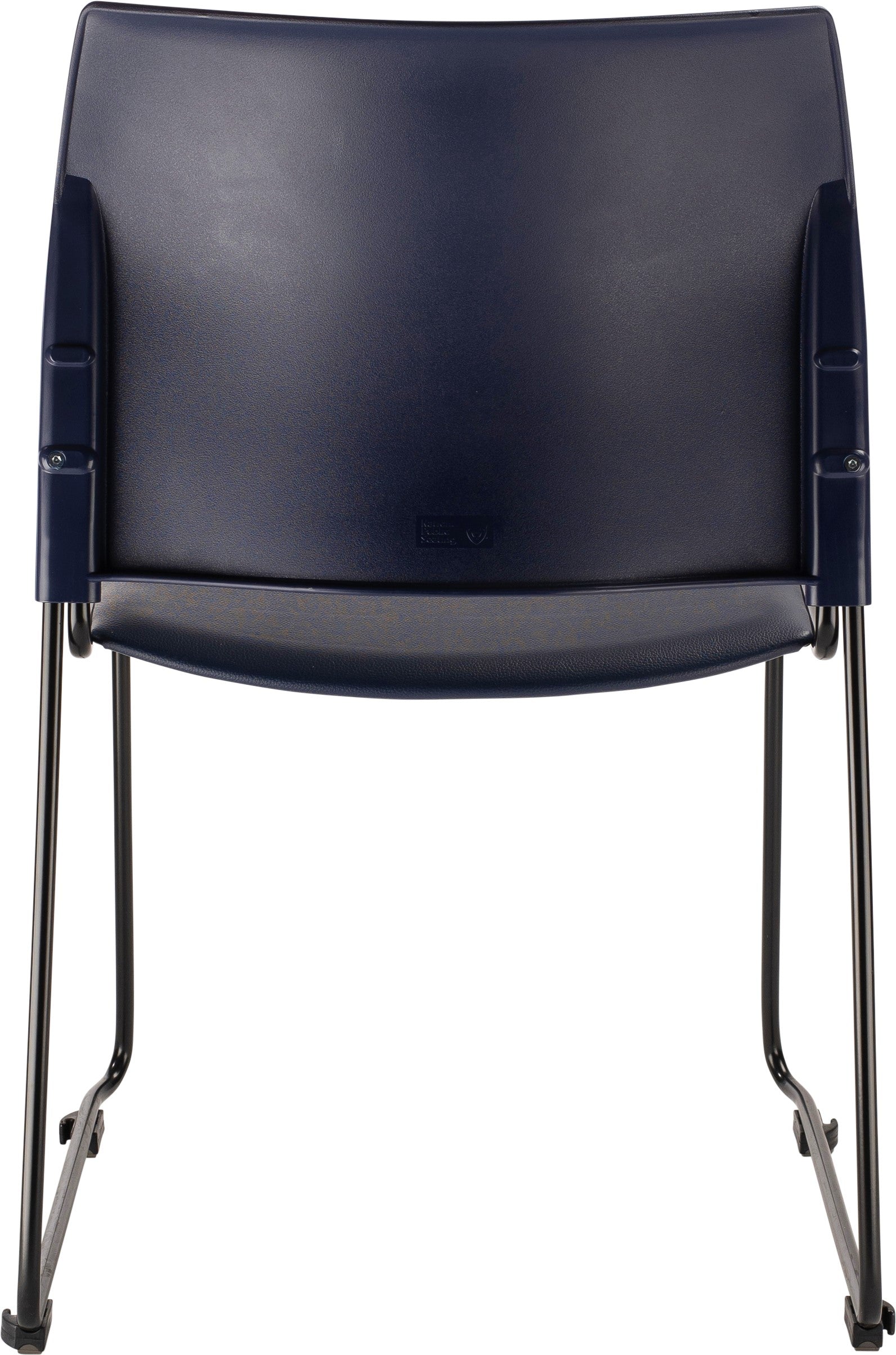 NPS® 8700 Series Cafetorium Plush Vinyl Stack Chair, Surface Color: Blue Vinyl, Frame Color: Black
