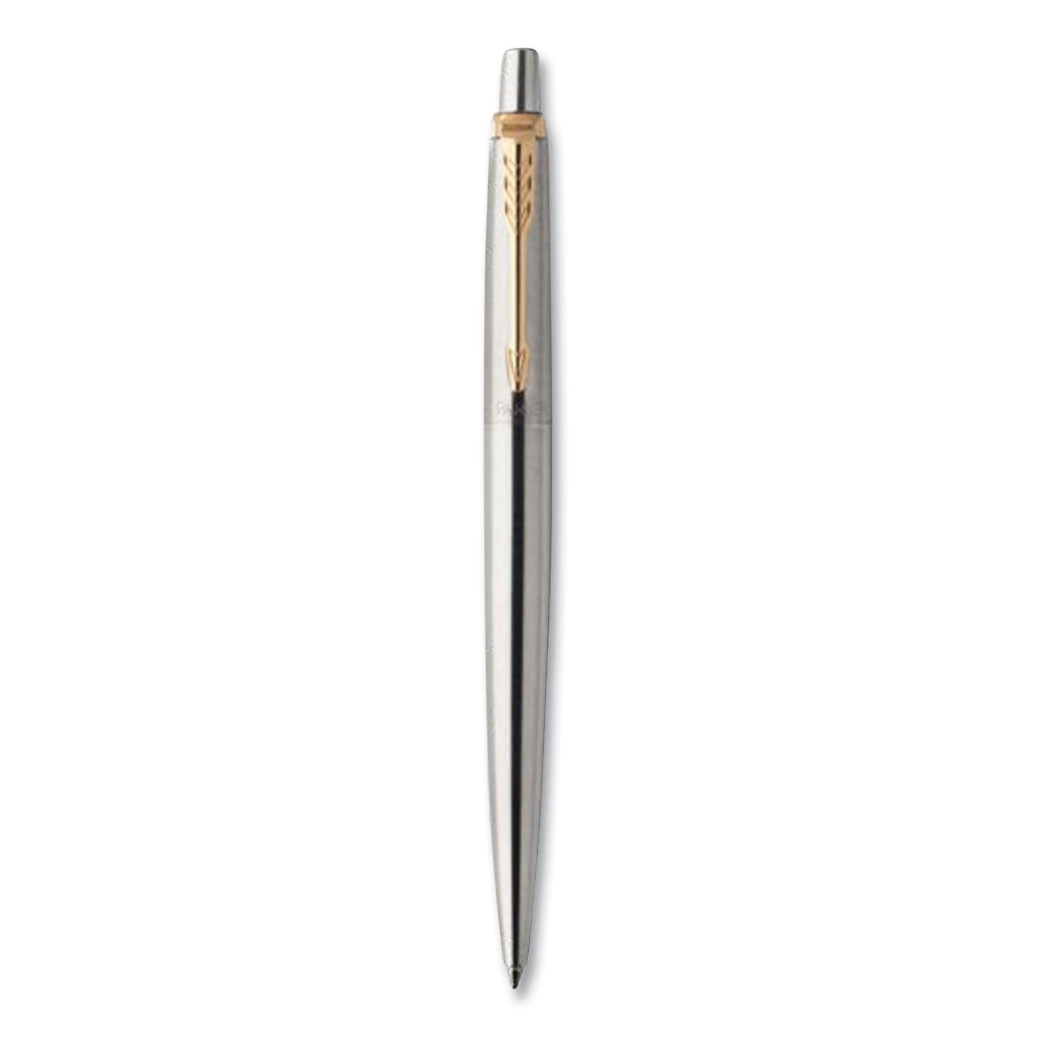 Jotter Rollerball Pen, Retractable, Medium 0.7 mm, Black Ink, Stainless Steel Barrel