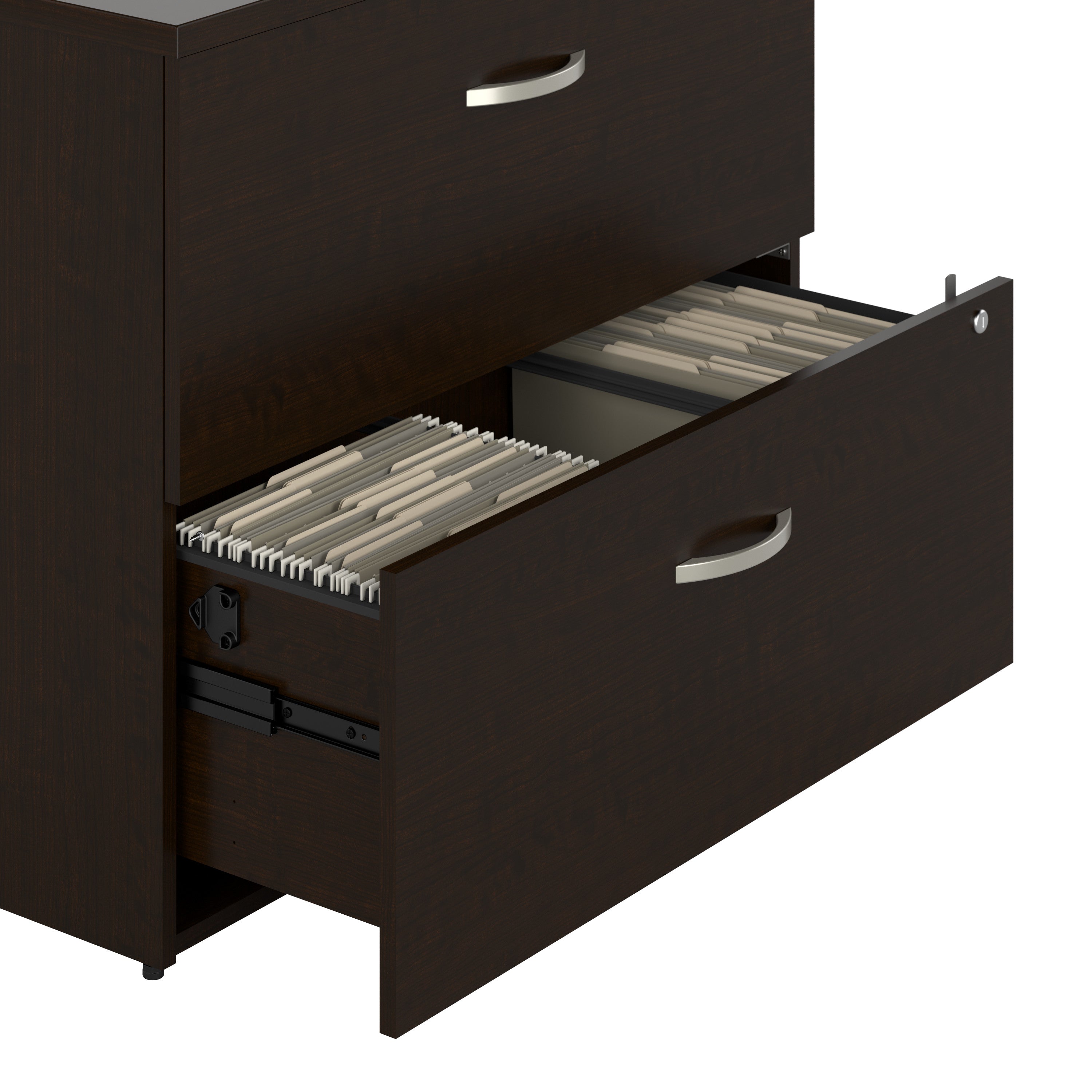Bush Business Furniture Office in an Hour 2 Drawer Lateral File Cabinet in Mocha Cherry - 35.67" Width x 23.35" Depth x 29.84" Height