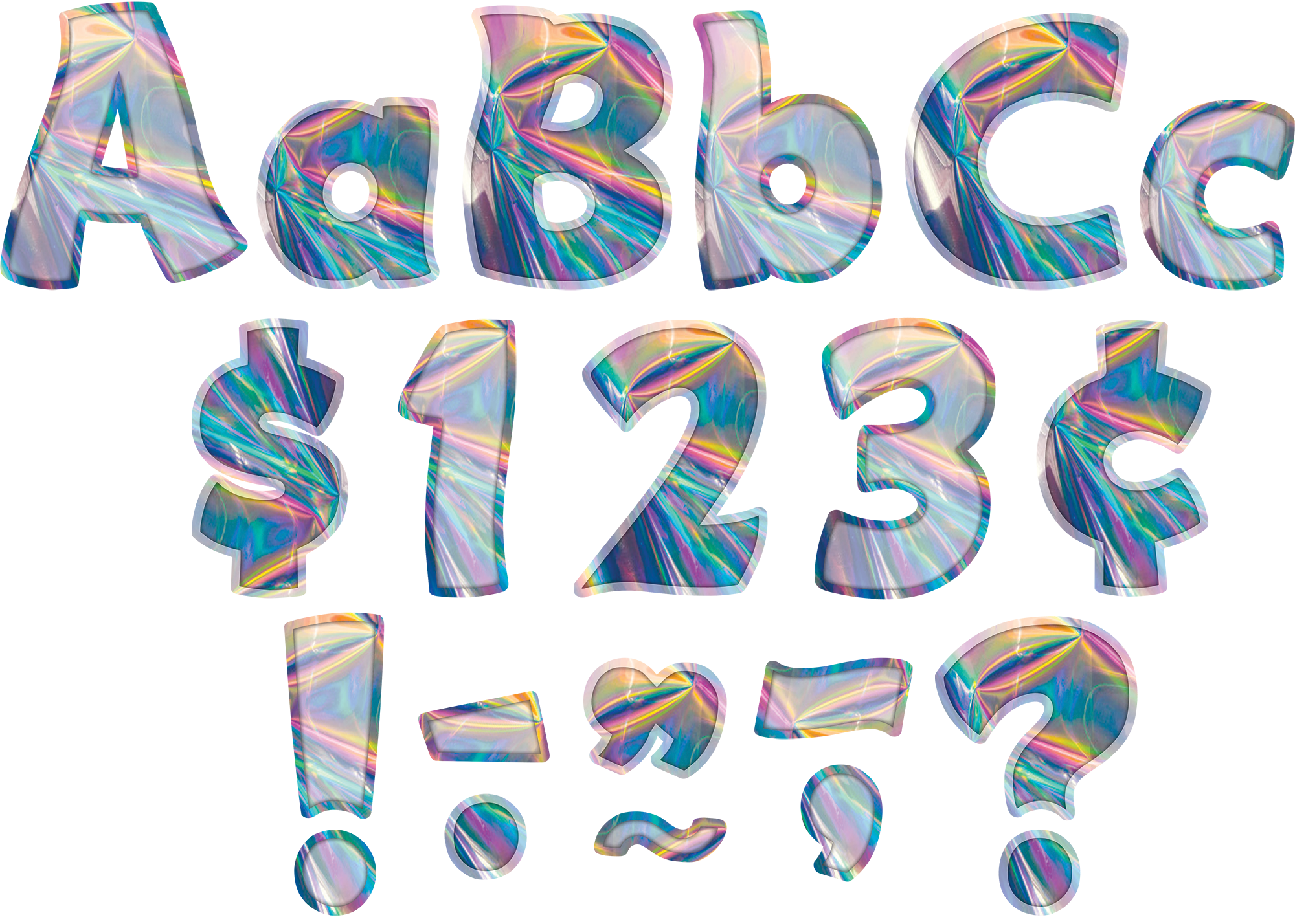 Iridescent Funtastic 4" Letters Combo Pack