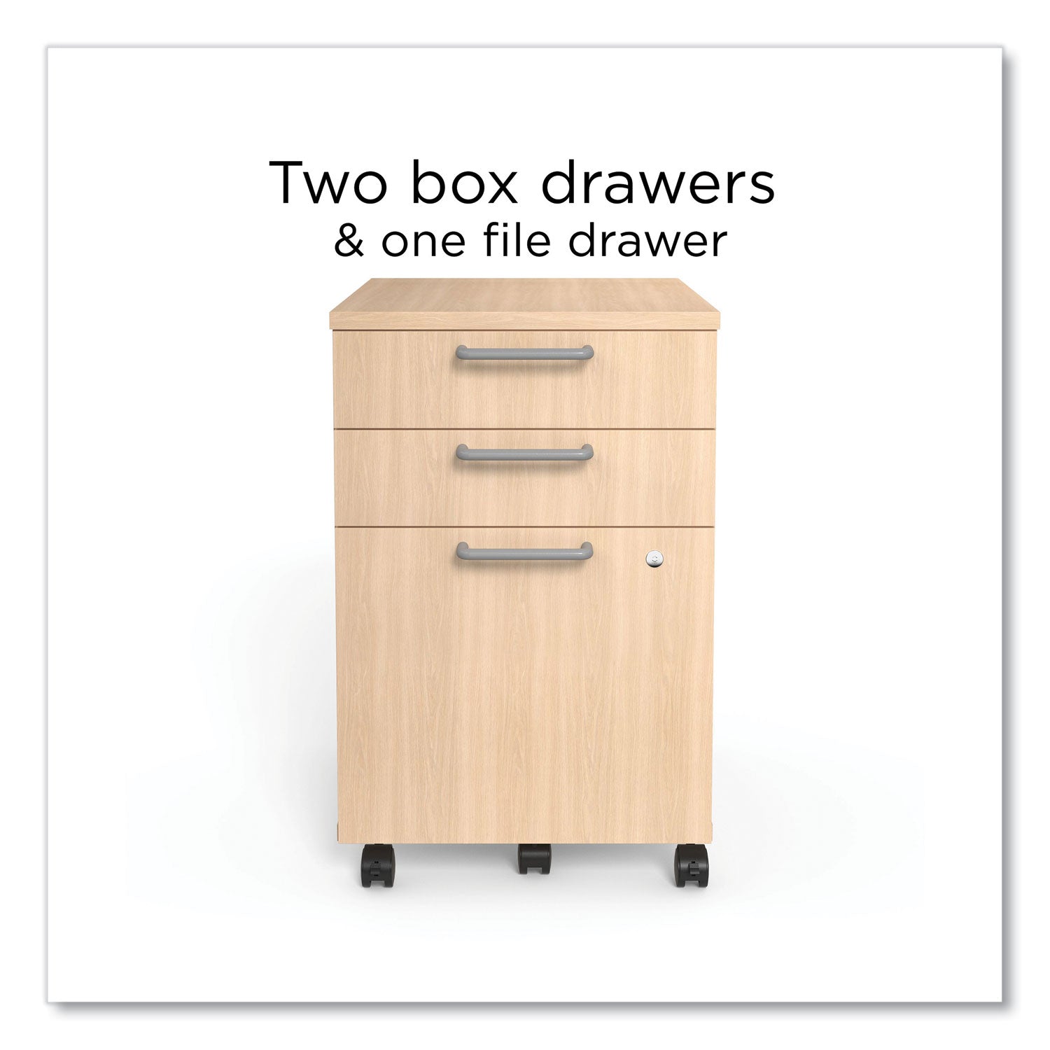 Essentials Three-Drawer Mobile Pedestal File, 2 Box/1 Legal/Letter-Size File Drawers, Natural, 15.6" x 21.3" x 24.3"