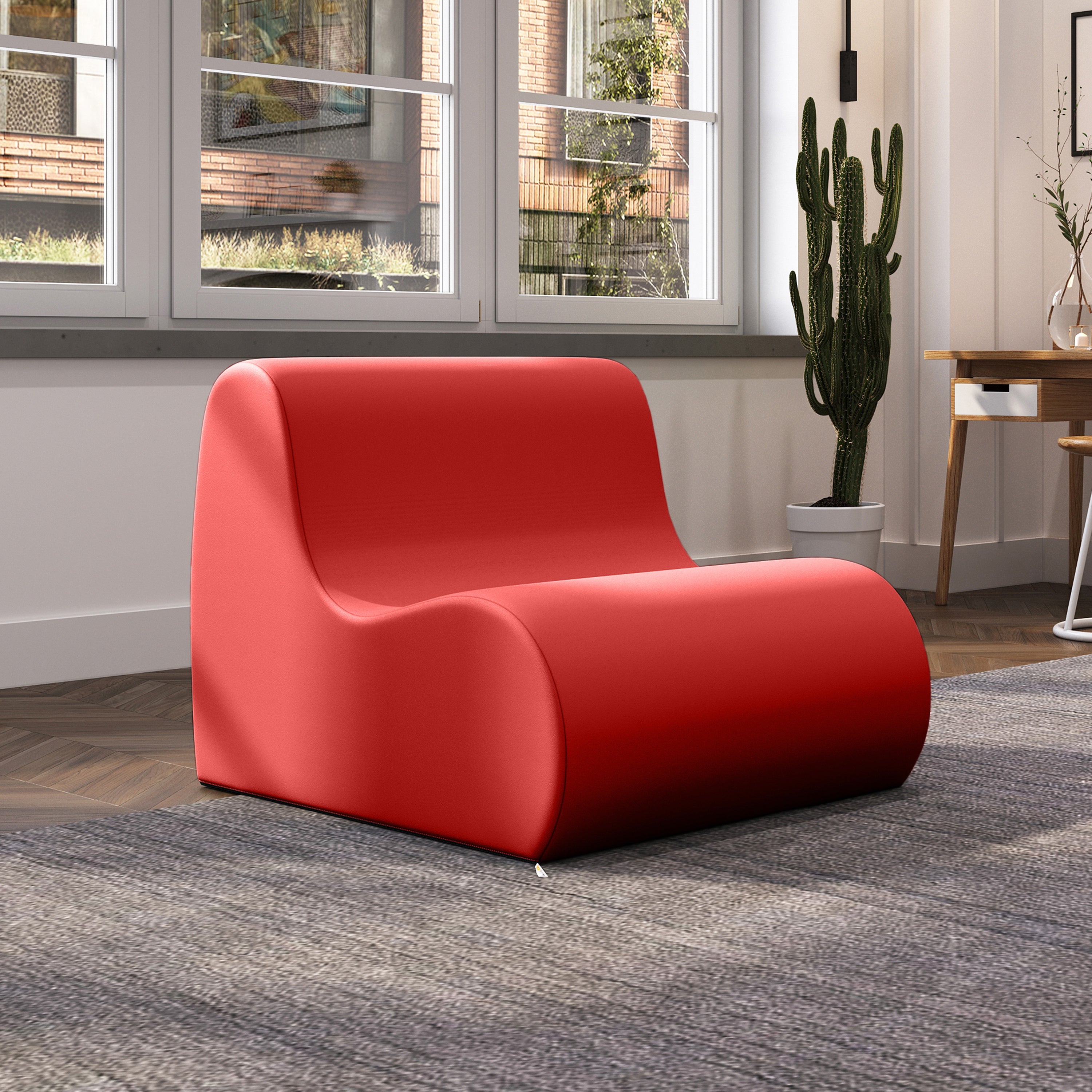 Jaxx Midtown Large Classroom Soft Foam Chair - Premium Vinyl Cover, Red