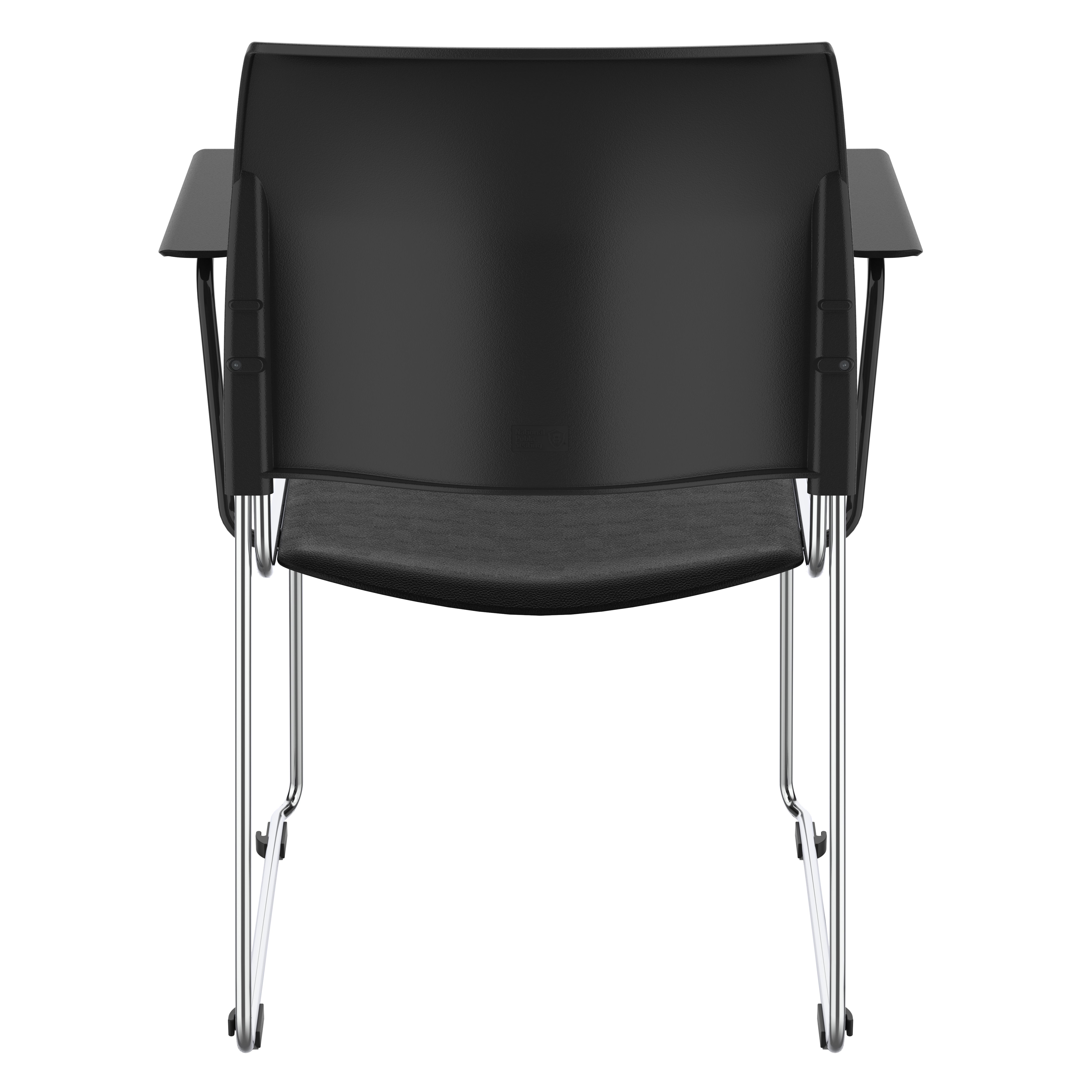 NPS® 8700 Series Cafetorium Plush Vinyl Stack Chair with Arms, Surface Color: Black Vinyl, Frame Color: Chrome