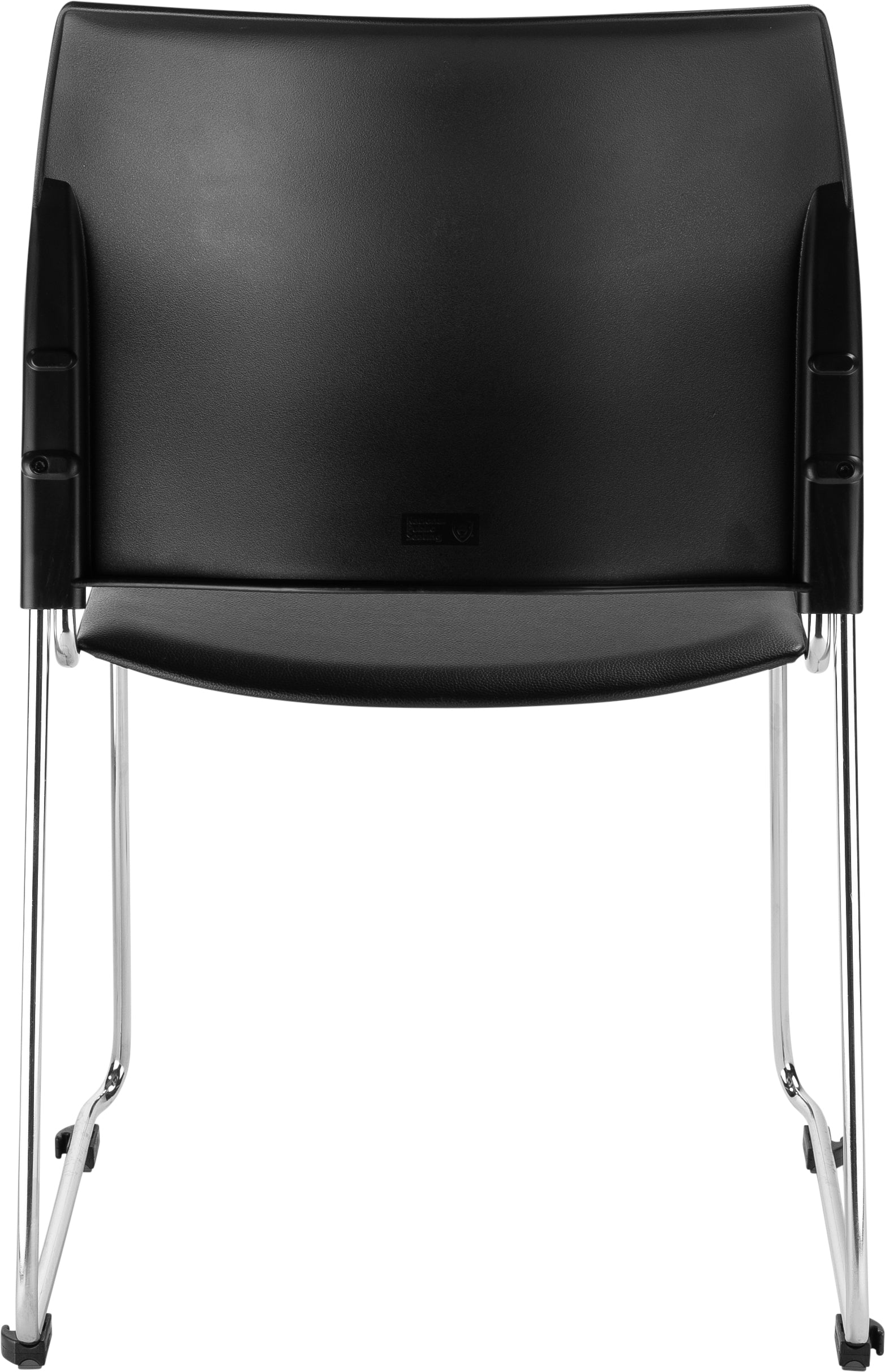 NPS® 8700 Series Cafetorium Plush Vinyl Stack Chair, Surface Color: Black Vinyl, Frame Color: Chrome