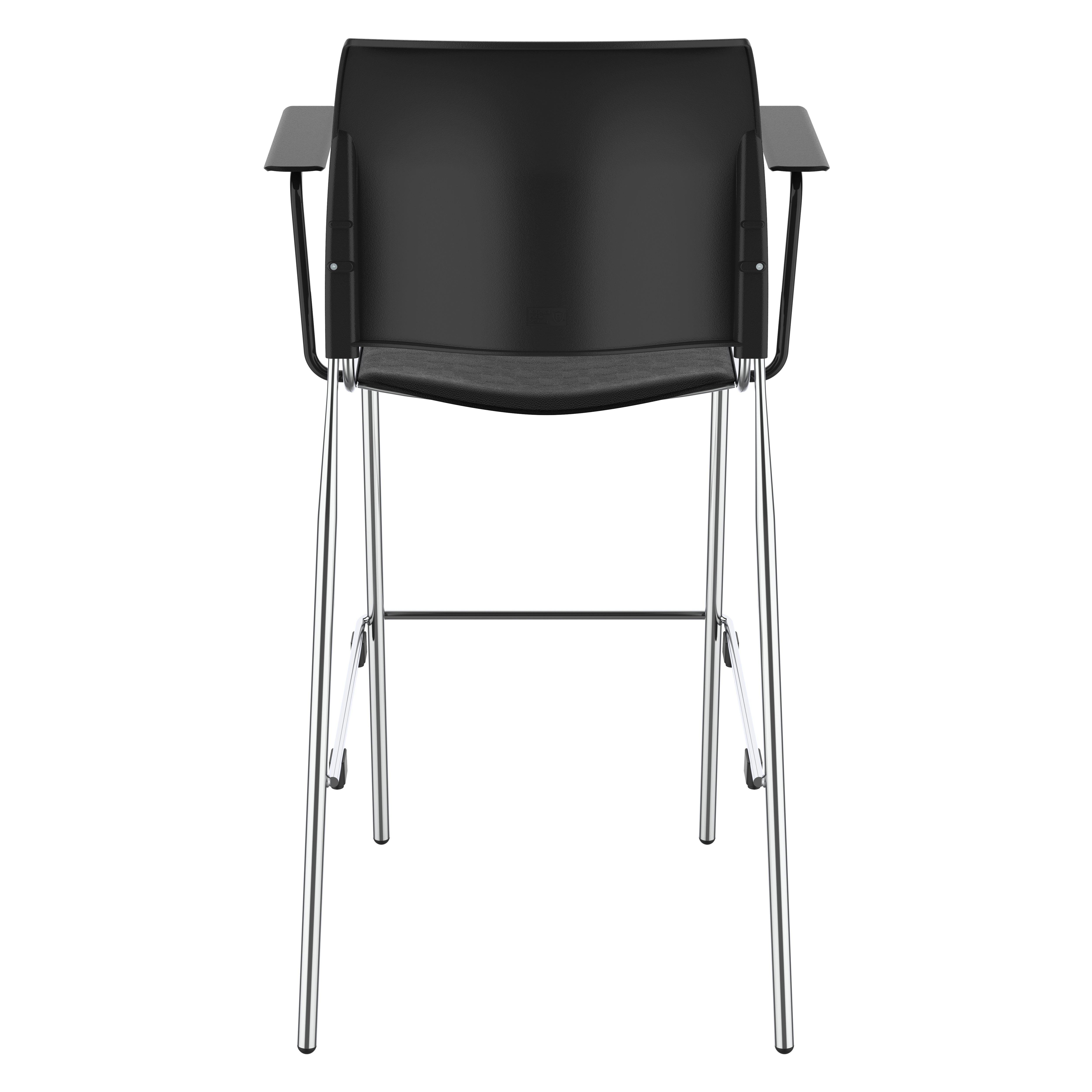 NPS® 8700 Series Cafetorium Plush Vinyl Stool with Arms, 30"H, Surface Color: Black, Frame Color: Chrome