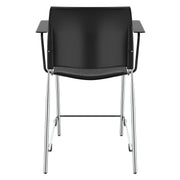 NPS® 8700 Series Cafetorium Plush Vinyl Stool with Arms, 24"H, Surface Color: Black, Frame Color: Chrome