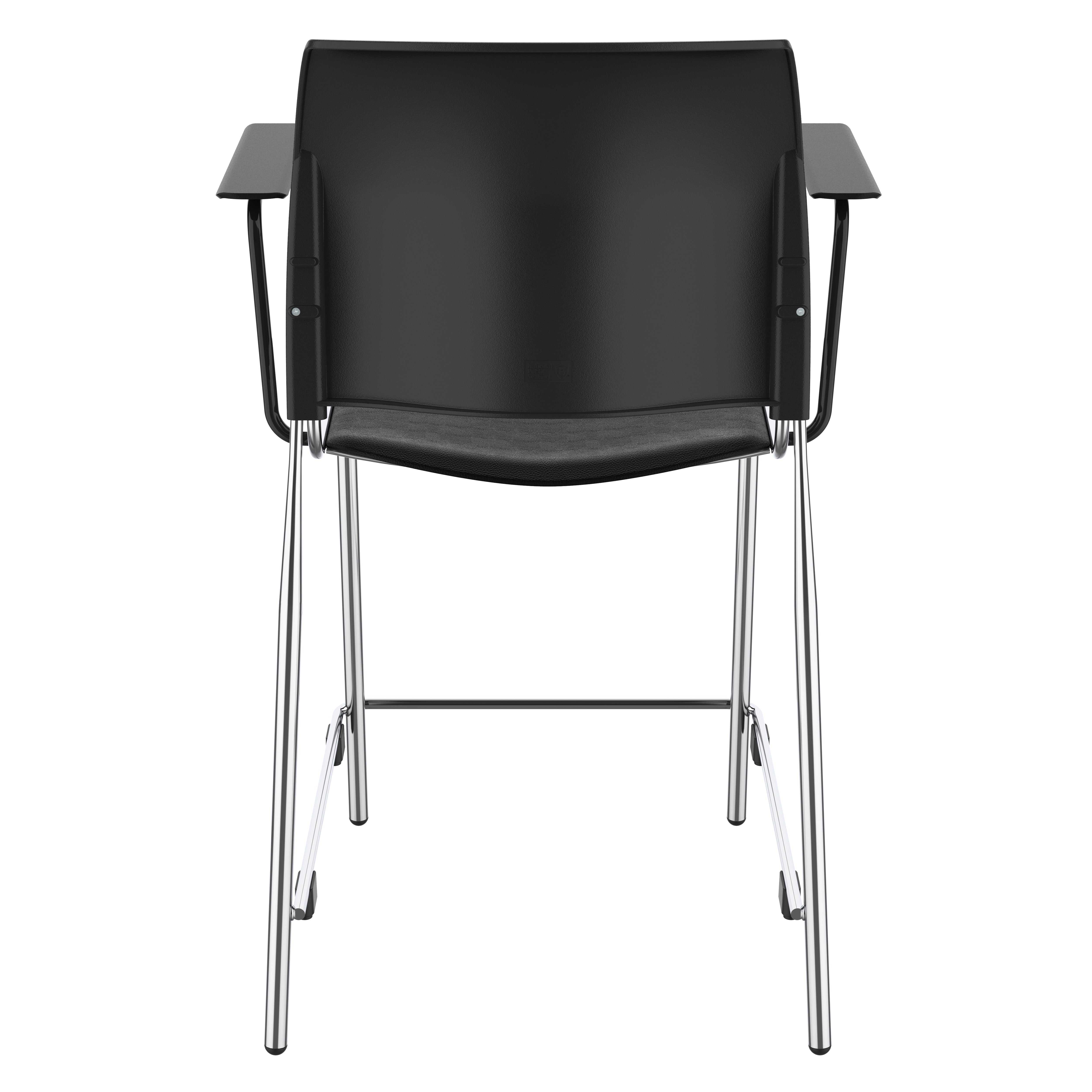 NPS® 8700 Series Cafetorium Plush Vinyl Stool with Arms, 24"H, Surface Color: Black, Frame Color: Chrome