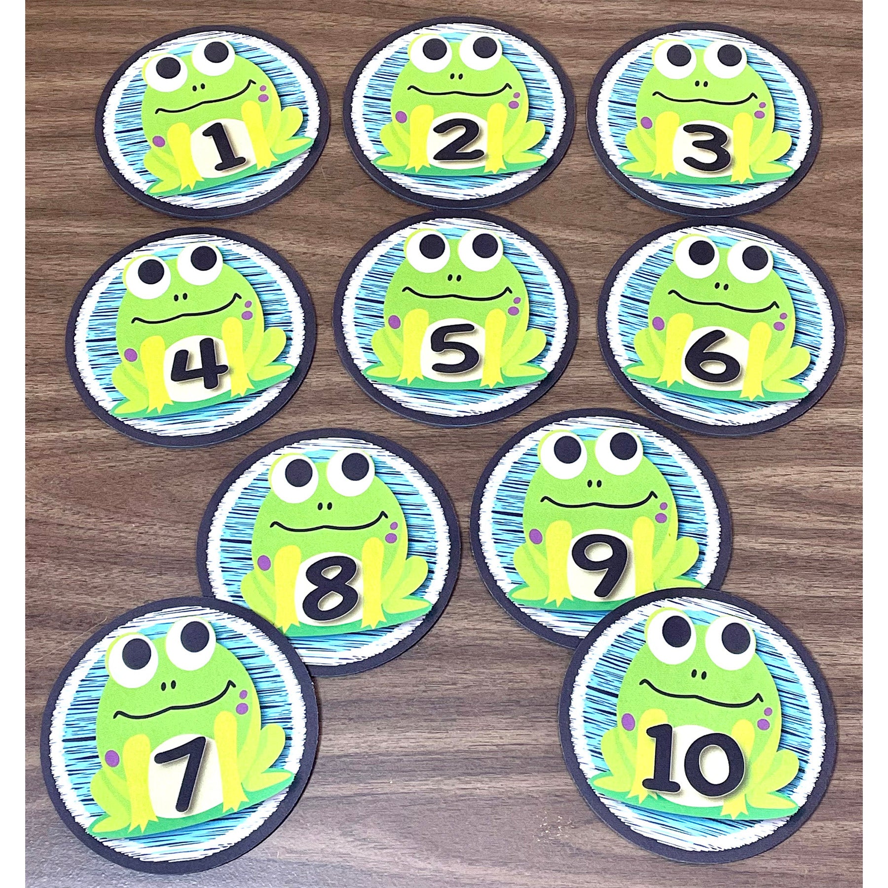 The Original Fun Mat™, Sensory Spots™, 6" Numbers 1-10 Frogs Theme, 10 Pieces