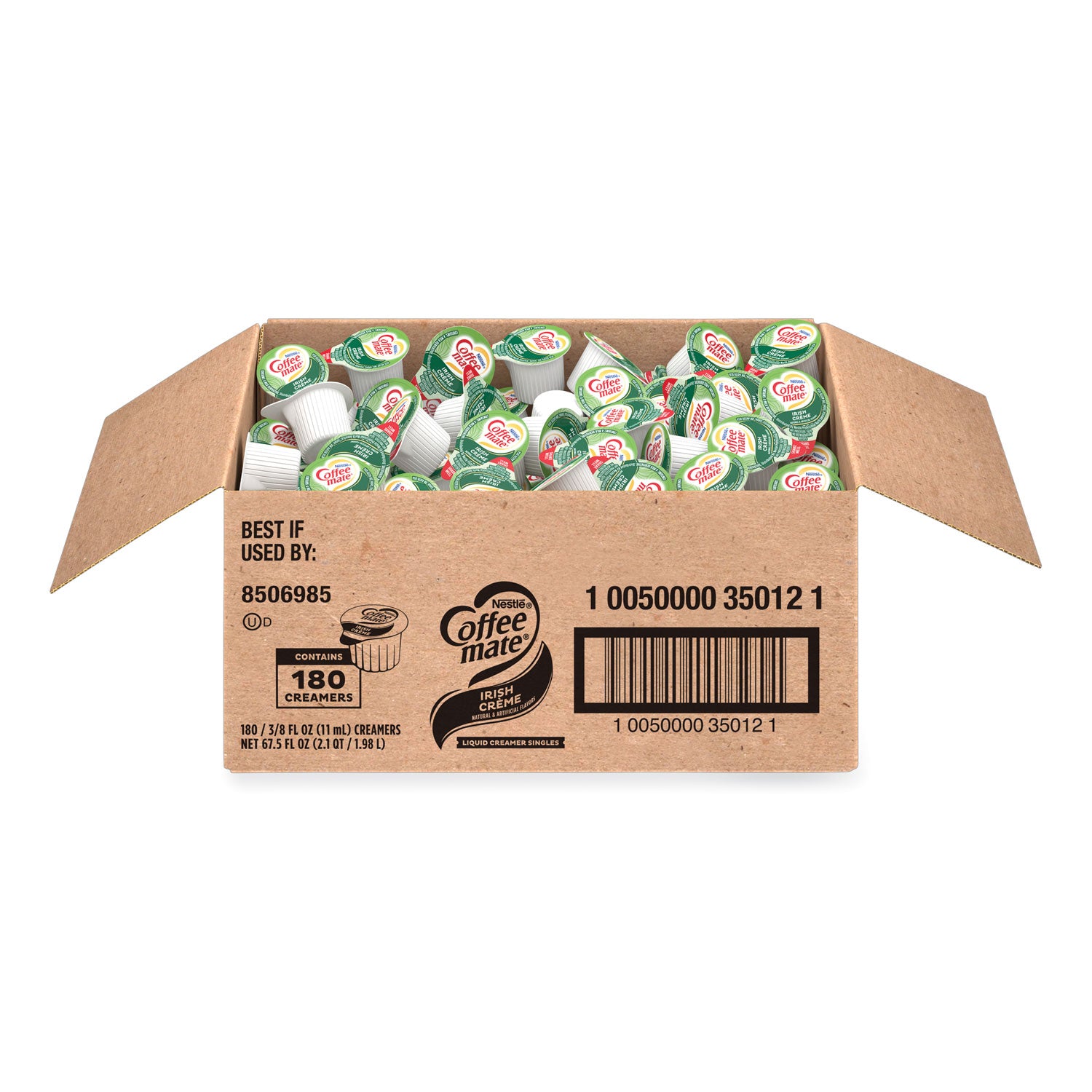 Bulk Liquid Coffee Creamer, Irish Cream, 0.38 oz Mini Cups, 180/Carton
