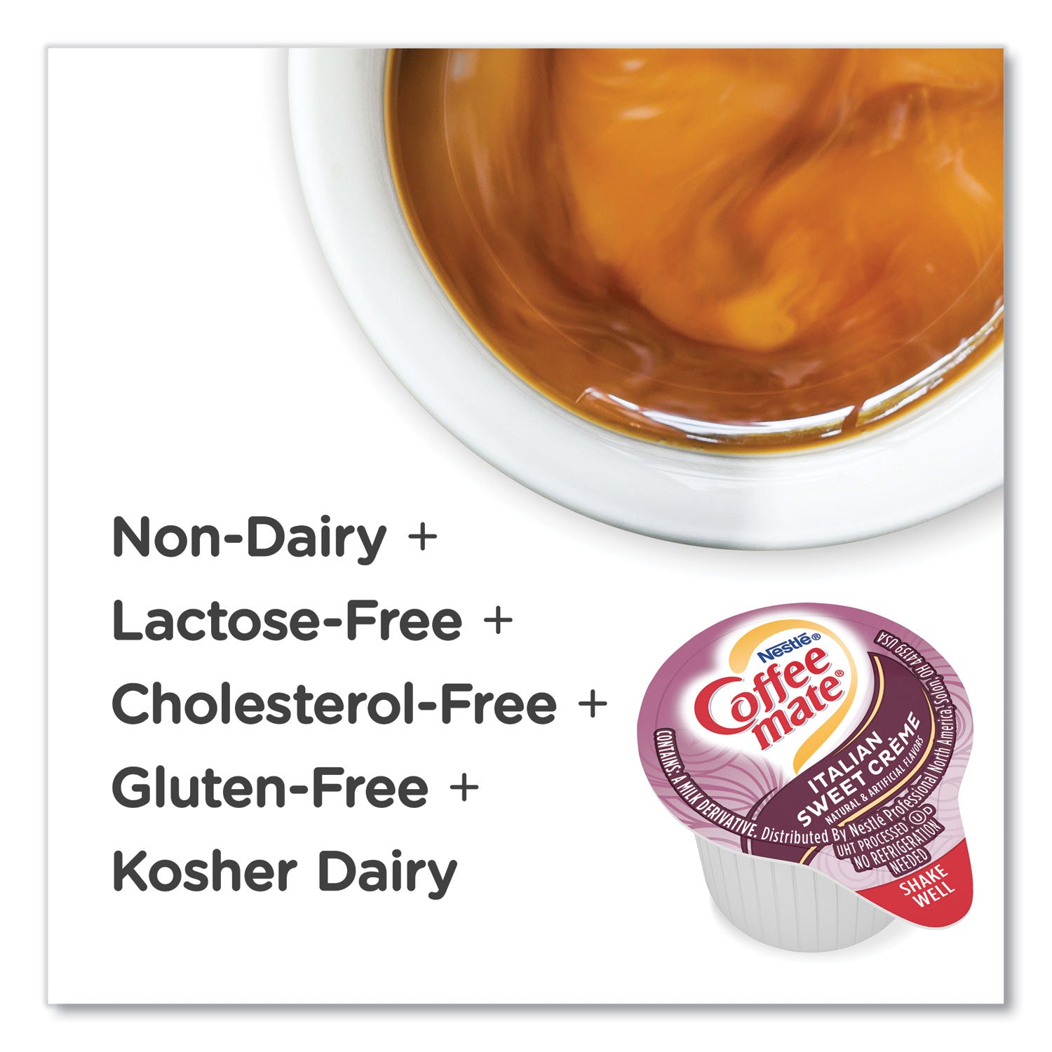 Bulk Liquid Coffee Creamer, Italian Sweet Cream, 0.38 oz Mini Cups, 180/Carton