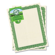 Geographics Tree Free Certificate - 8.5" Width - Multicolor with Green Border - Sugarcane - 15 / Pack