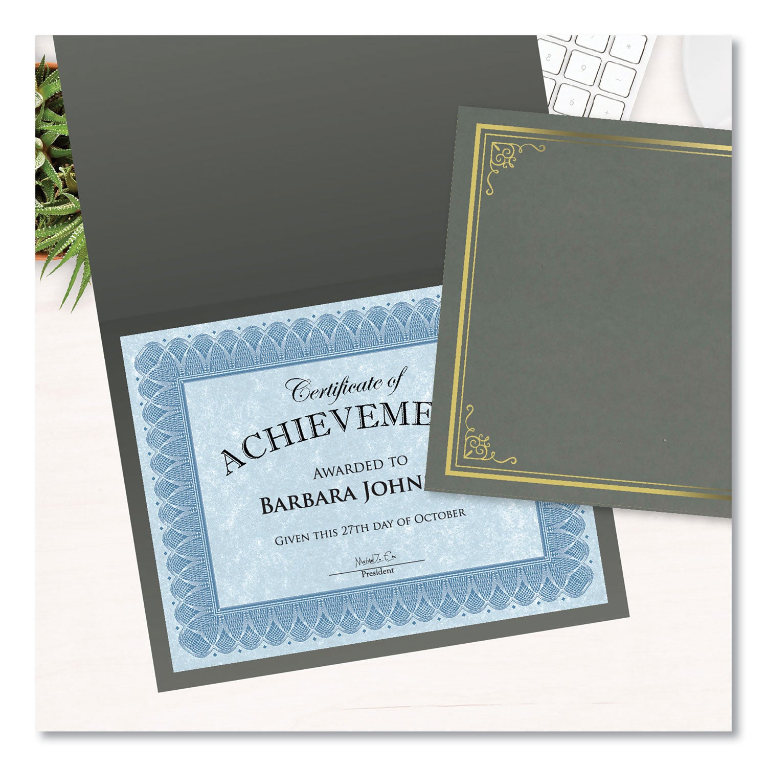 Geographics Letter Certificate Holder - 8 1/2" x 11" - Gray - 5 / Pack