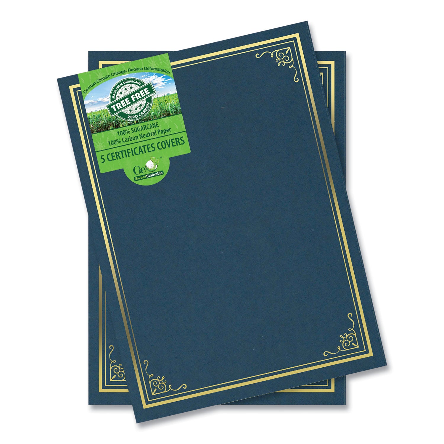 Geographics Letter Certificate Holder - 8 1/2" x 11" - Navy - 5 / Pack