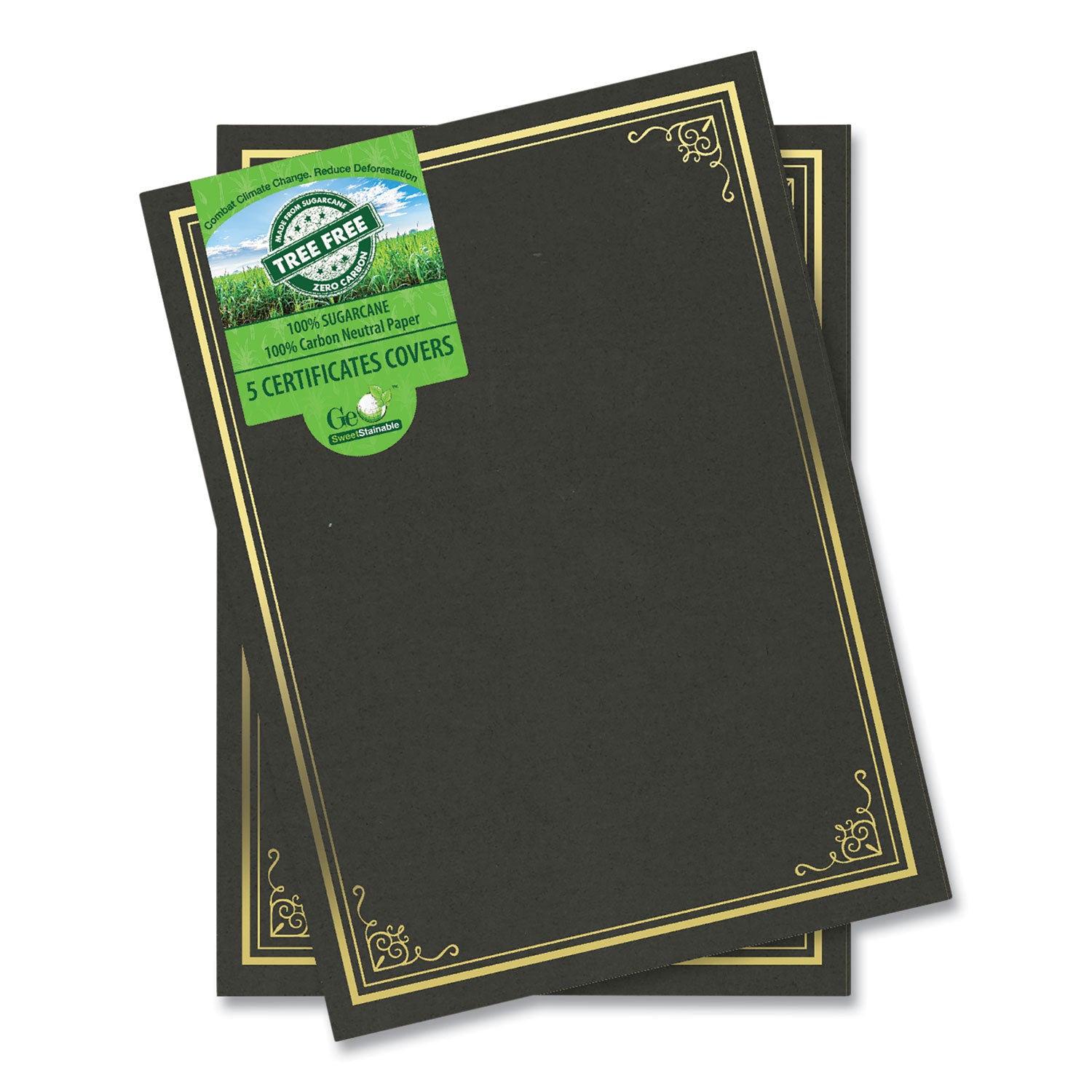 Geographics Letter Certificate Holder - 8 1/2" x 11" - Black - 5 / Pack