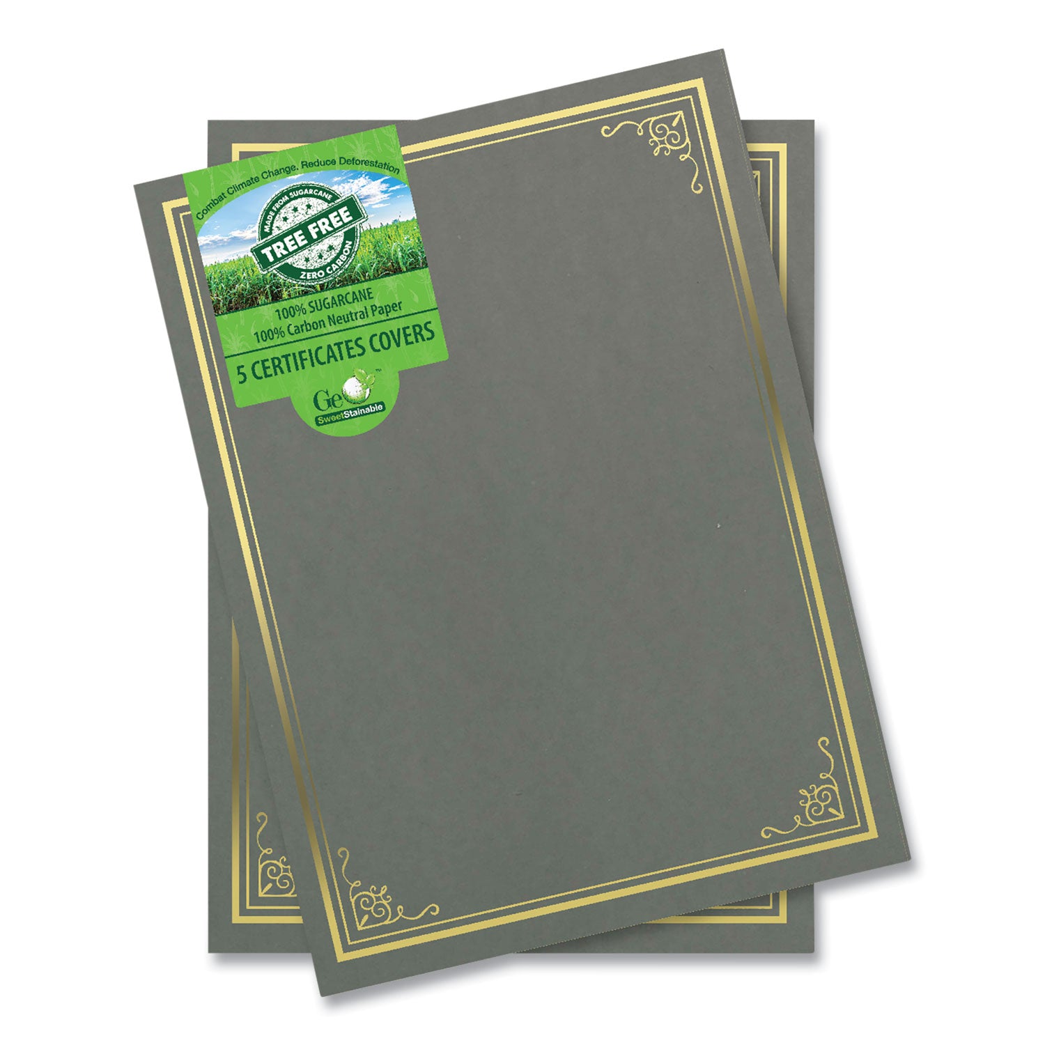 Geographics Letter Certificate Holder - 8 1/2" x 11" - Gray - 5 / Pack