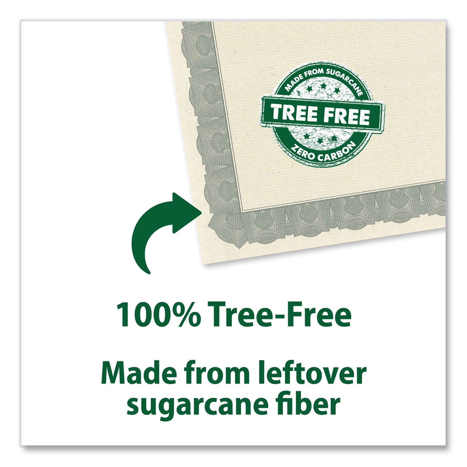 Geographics Tree Free Certificate - 8.5" Width - Multicolor with Silver Border - Sugarcane - 15 / Pack