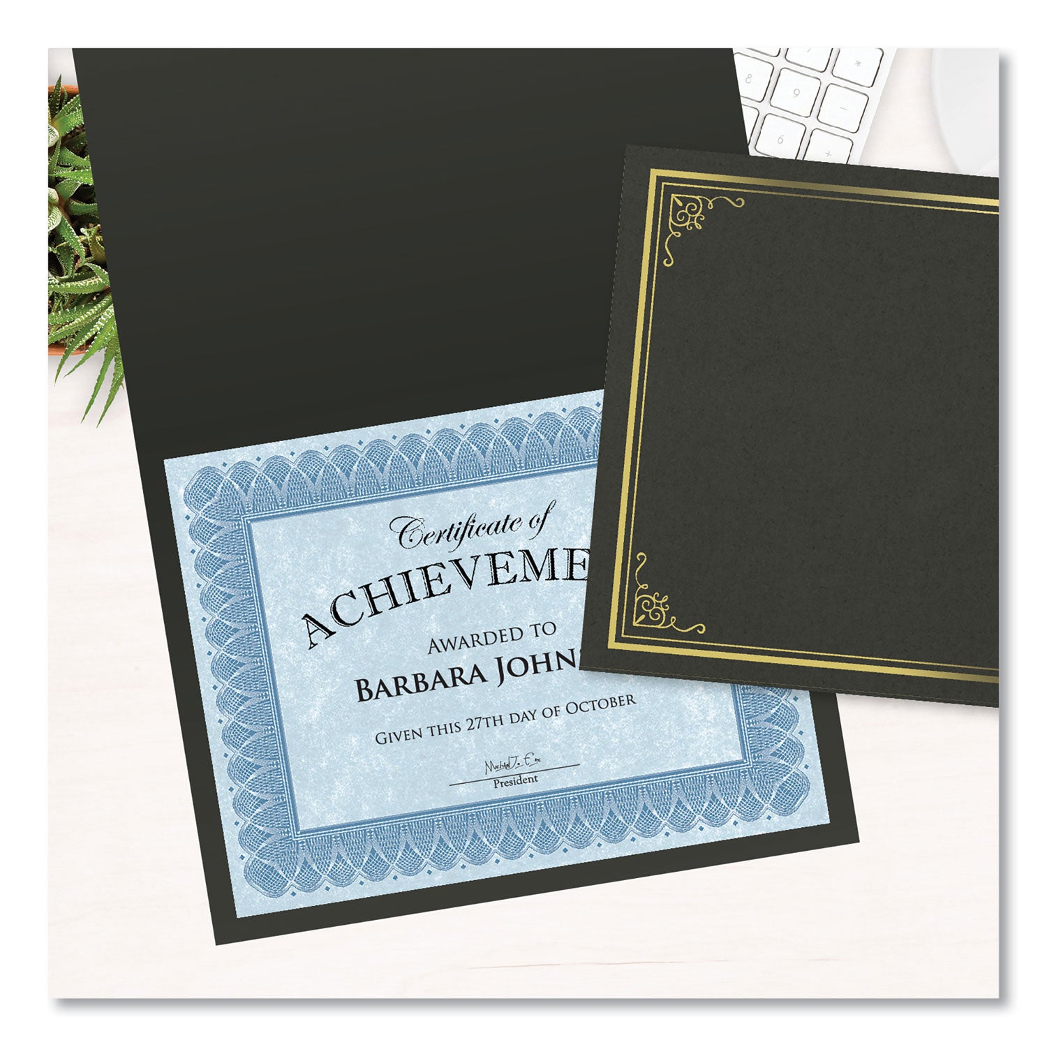 Geographics Letter Certificate Holder - 8 1/2" x 11" - Black - 5 / Pack