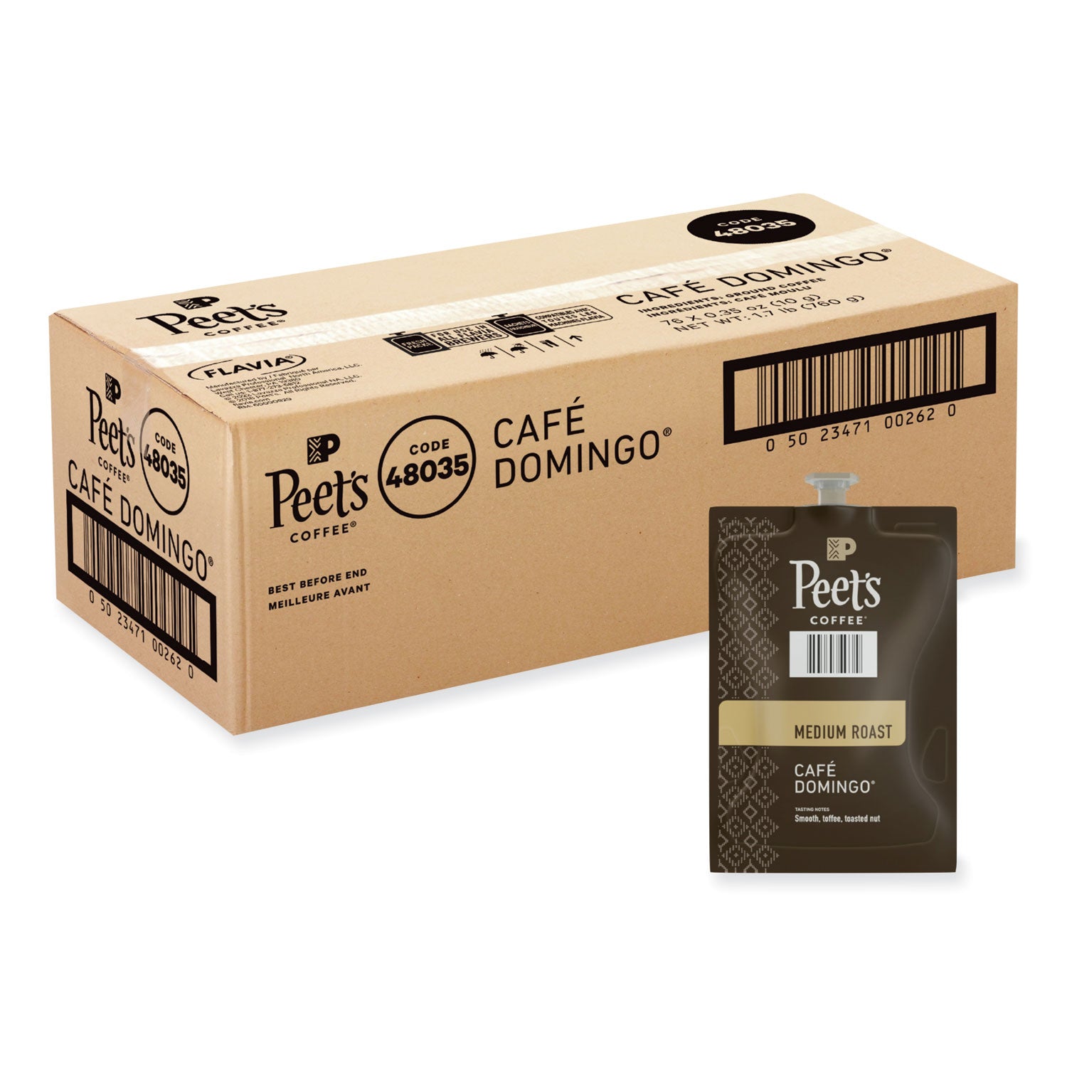 FLAVIA Ground Coffee Freshpacks, Cafe Domingo Blend, 76/Carton