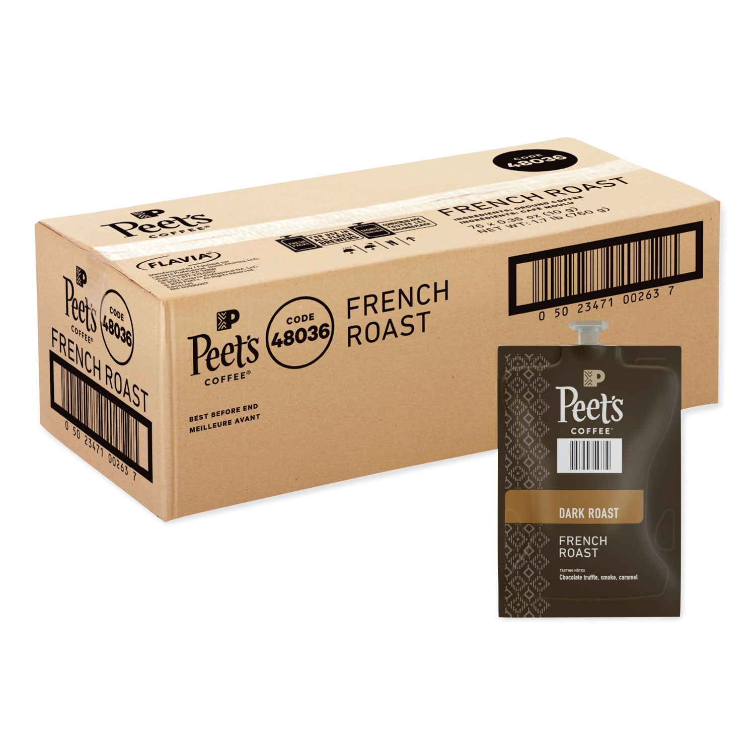 FLAVIA Ground Coffee Freshpacks, French Roast, 76/Carton