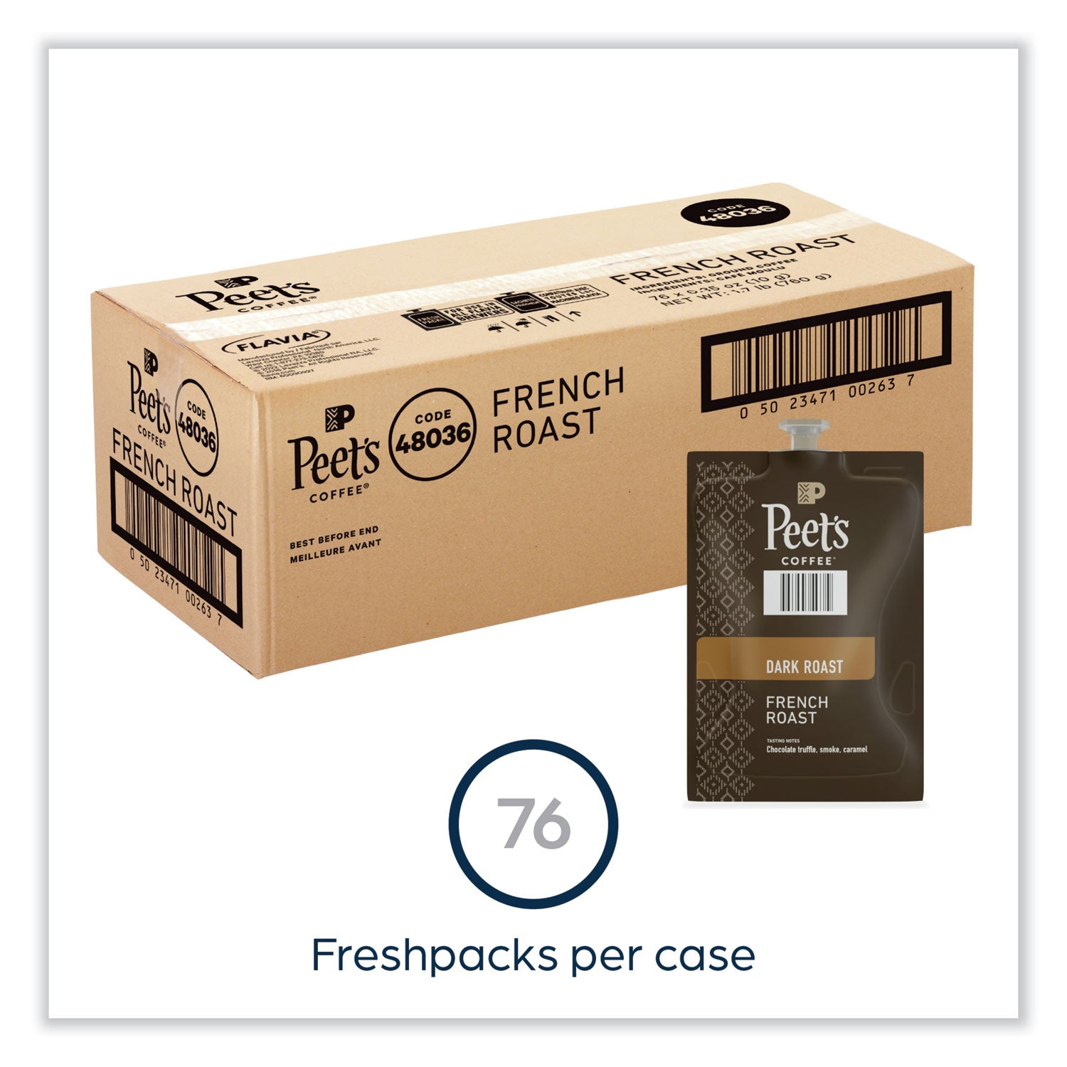 FLAVIA Ground Coffee Freshpacks, French Roast, 76/Carton