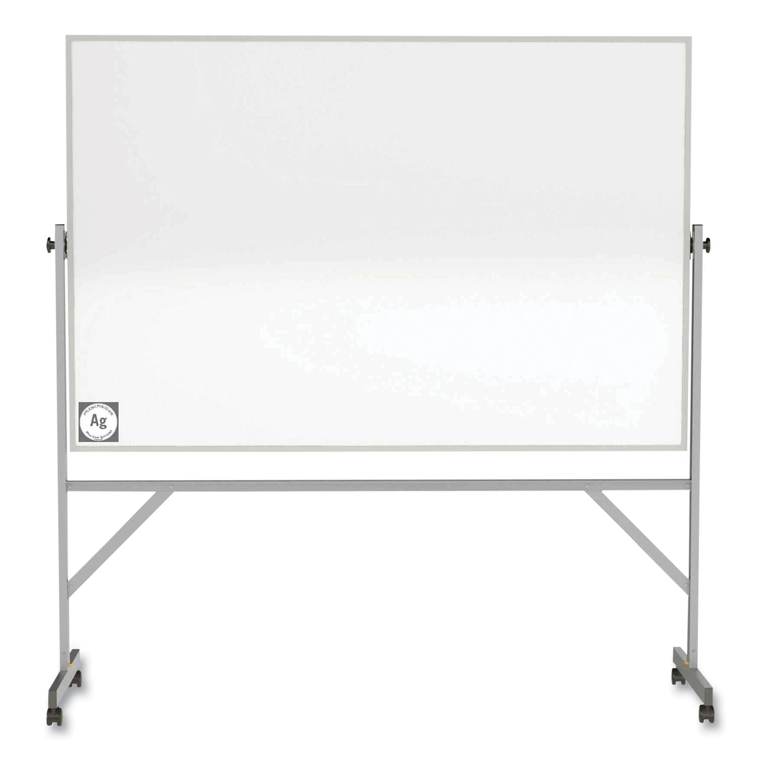 Ghent Hygienic Porcelain Mobile Whiteboard with Aluminum Frame - 72" (6 ft) Width x 48" (4 ft) Height - White Porcelain Surface - Aluminum Frame - Eraser Included - 1 Each