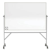 Ghent Hygienic Porcelain Mobile Whiteboard with Aluminum Frame - 72" (6 ft) Width x 48" (4 ft) Height - White Porcelain Surface - Aluminum Frame - Eraser Included - 1 Each