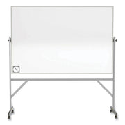 Ghent Hygienic Porcelain Mobile Whiteboard with Aluminum Frame - 96" (8 ft) Width x 48" (4 ft) Height - White Porcelain Surface - Aluminum Frame - Eraser Included - 1 Each