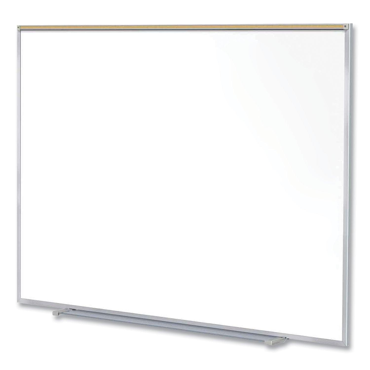 Magnetic Porcelain Whiteboard with Aluminum Frame and Maprail, 72.5" x 60.47", White Surface, Satin Aluminum Frame