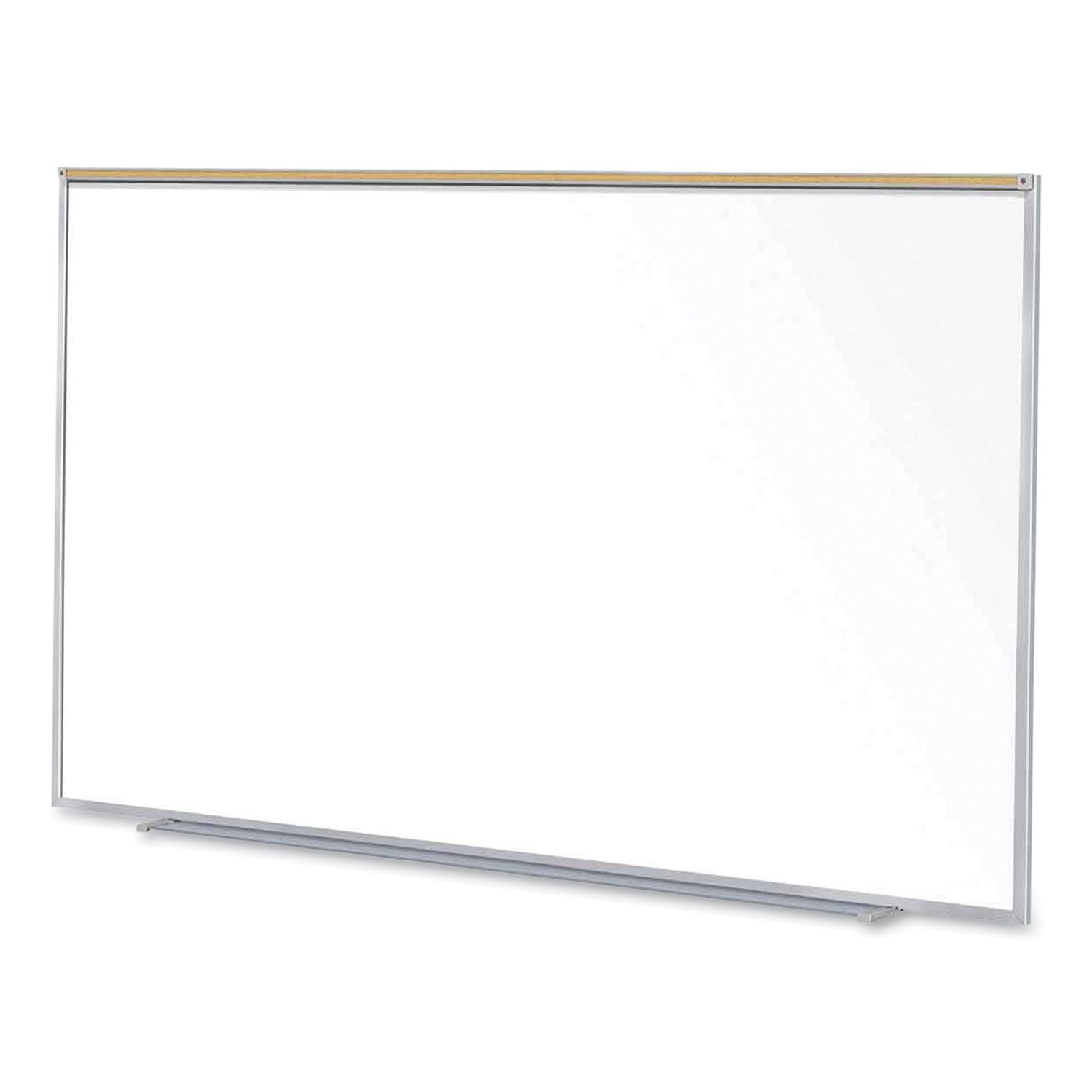 Magnetic Porcelain Whiteboard with Aluminum Frame and Maprail, 96.53" x 60.47", White Surface, Satin Aluminum Frame