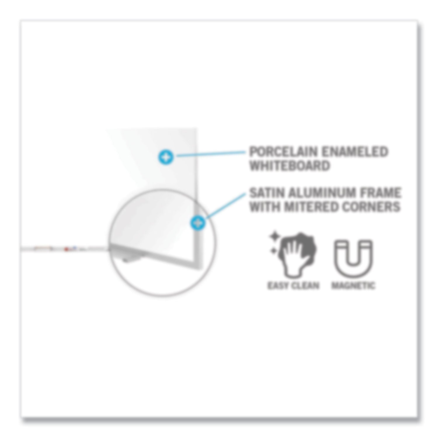 Ghent 5'H Projection Porcelain Whiteboard - 120" (10 ft) Width x 60" (5 ft) Height - White Porcelain Surface - Gray Satin Aluminum Frame - Magnetic - Eraser Included - 1 Each