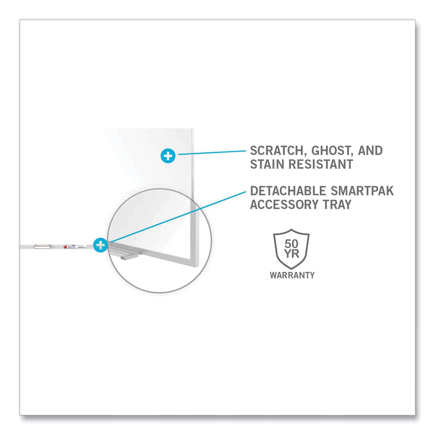 Ghent 5'H Projection Porcelain Whiteboard - 144" (12 ft) Width x 60" (5 ft) Height - White Porcelain Surface - Gray Satin Aluminum Frame - Magnetic - Eraser Included - 1 Each