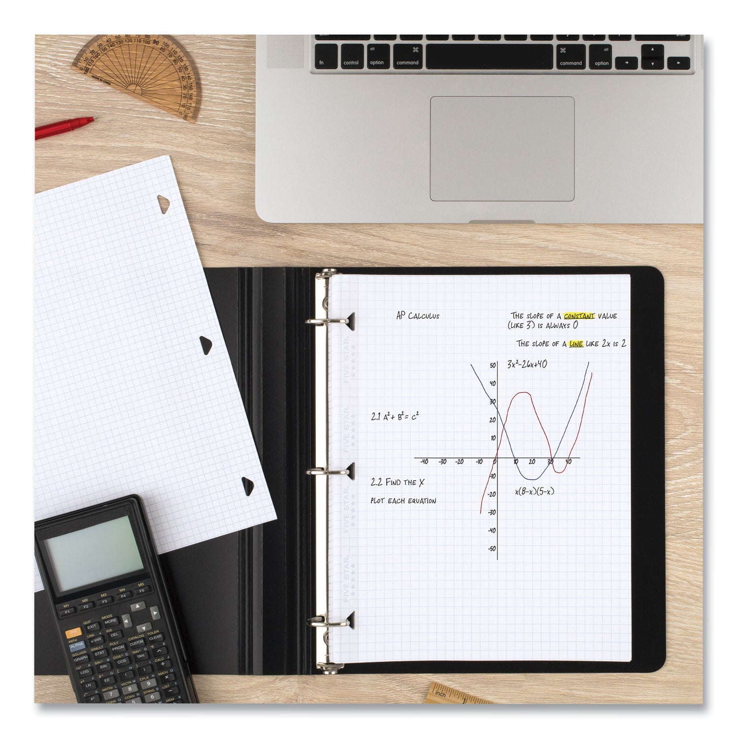 Reinforced Filler Paper Plus Study App, 3-Hole, 8.5 x 11, College Rule, 80/Pack