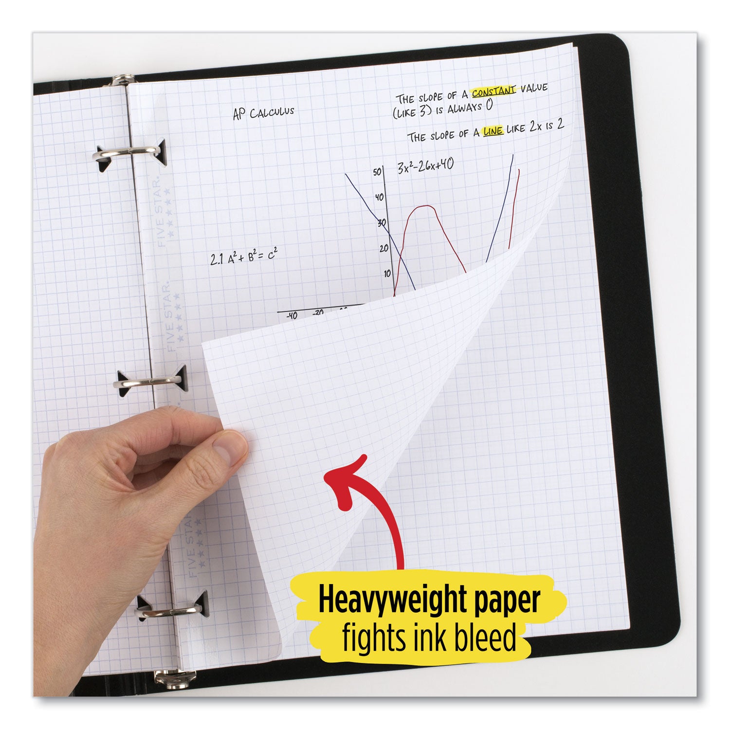 Reinforced Filler Paper Plus Study App, 3-Hole, 8.5 x 11, College Rule, 80/Pack
