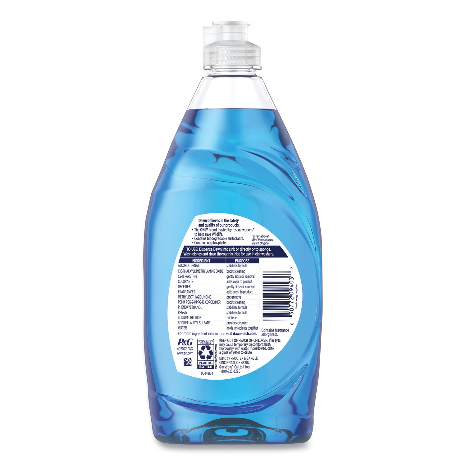 Dawn Ultra Original Dish Soap, Concentrated Liquid, Clean Scent, Blue, 18 fl oz, 1 Bottle