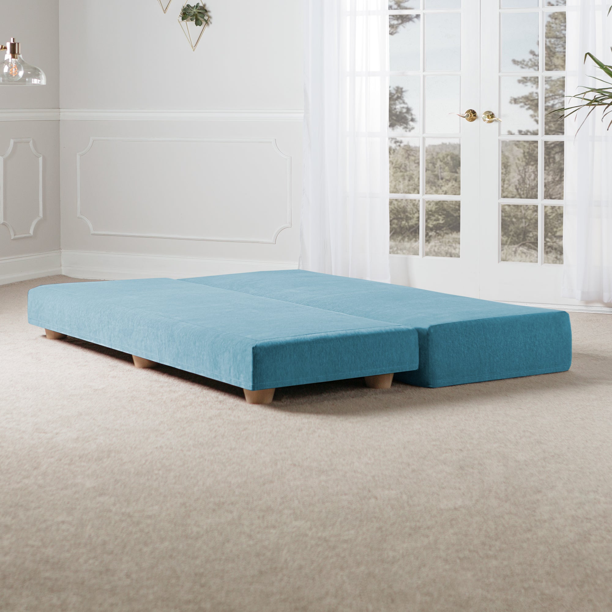 Jaxx Alon Daybed/Fold-Out Sleeper, Queen-Size Mattress - Premium Chenille, Turquoise