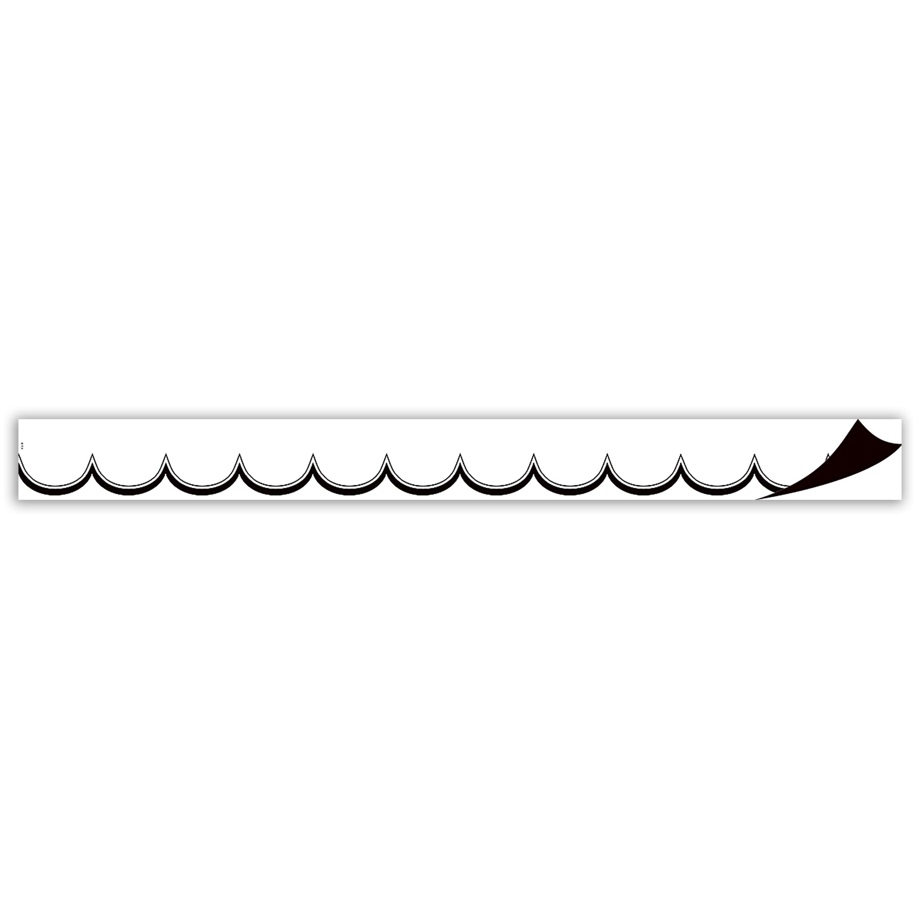 White with Black Scalloped Magnetic Border, 24 Feet