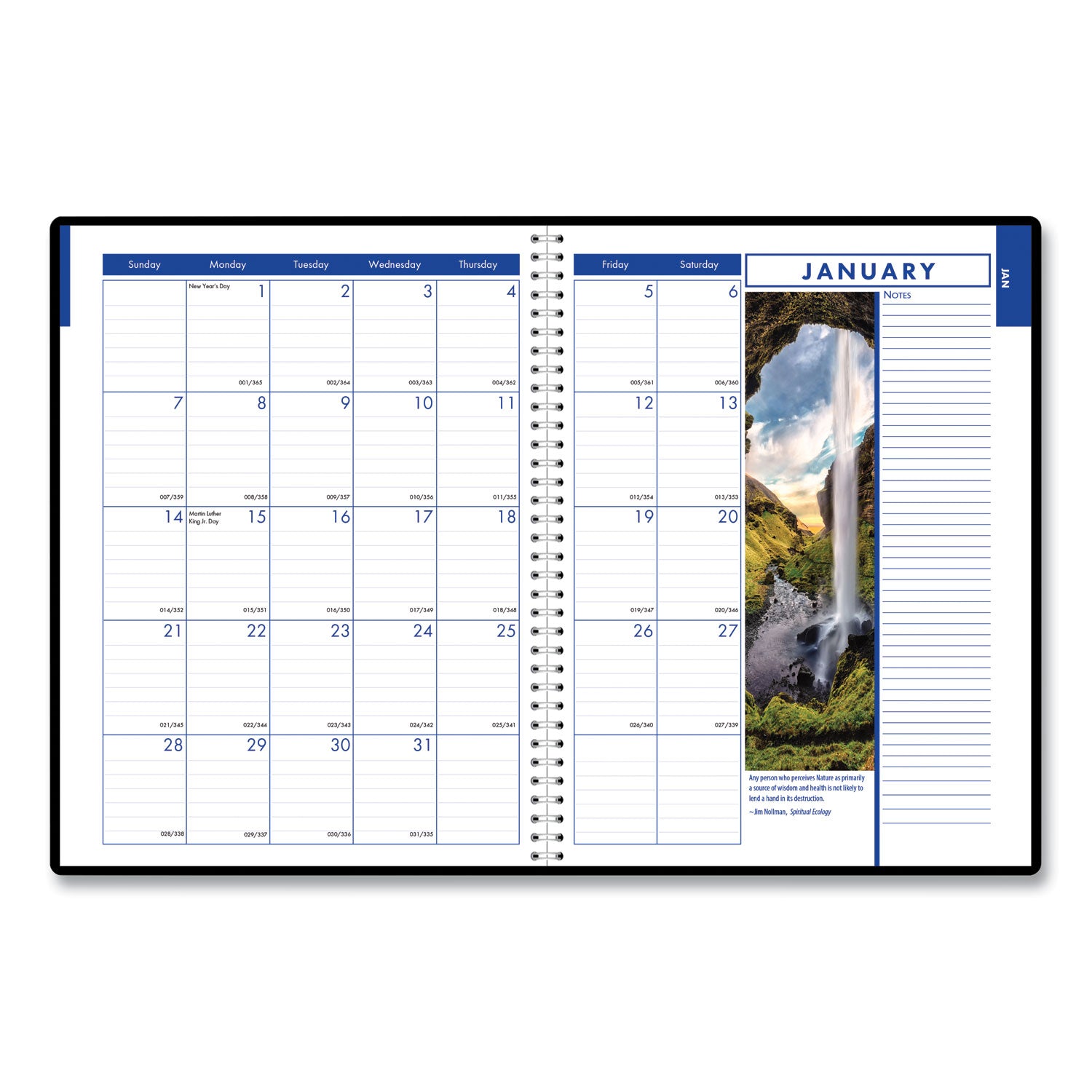 Julian Dates - Weekly, Monthly - 1 Year - January 2026 to December 2026 - 8:00 AM to 6:00 PM - Hourly - 1 Month, 1 Week Double Page Layout - 8 1/2" x 11" Sheet Size - Wire Bound - Paper - Black Cover - Tabbed, Phone Directory, Address Directory - 1 Each