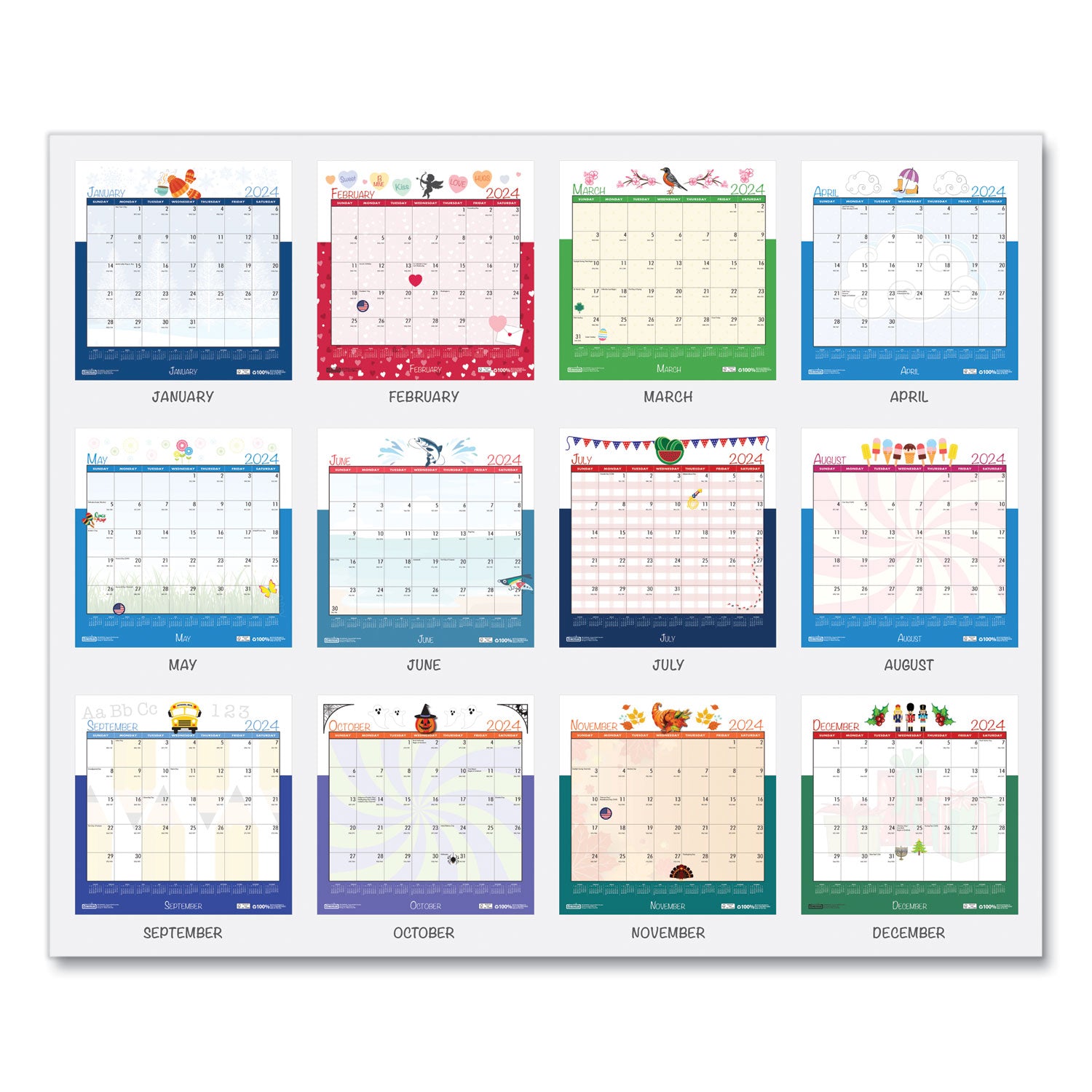 Julian Dates - Monthly - 1 Month Single Page Layout - Wire Bound - 12" Height x 12" Width - Recyclable, Reference Calendar, Holiday Listing - 1 Each