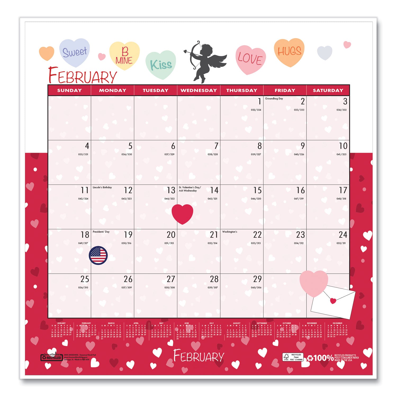 Julian Dates - Monthly - 1 Month Single Page Layout - Wire Bound - 12" Height x 12" Width - Recyclable, Reference Calendar, Holiday Listing - 1 Each