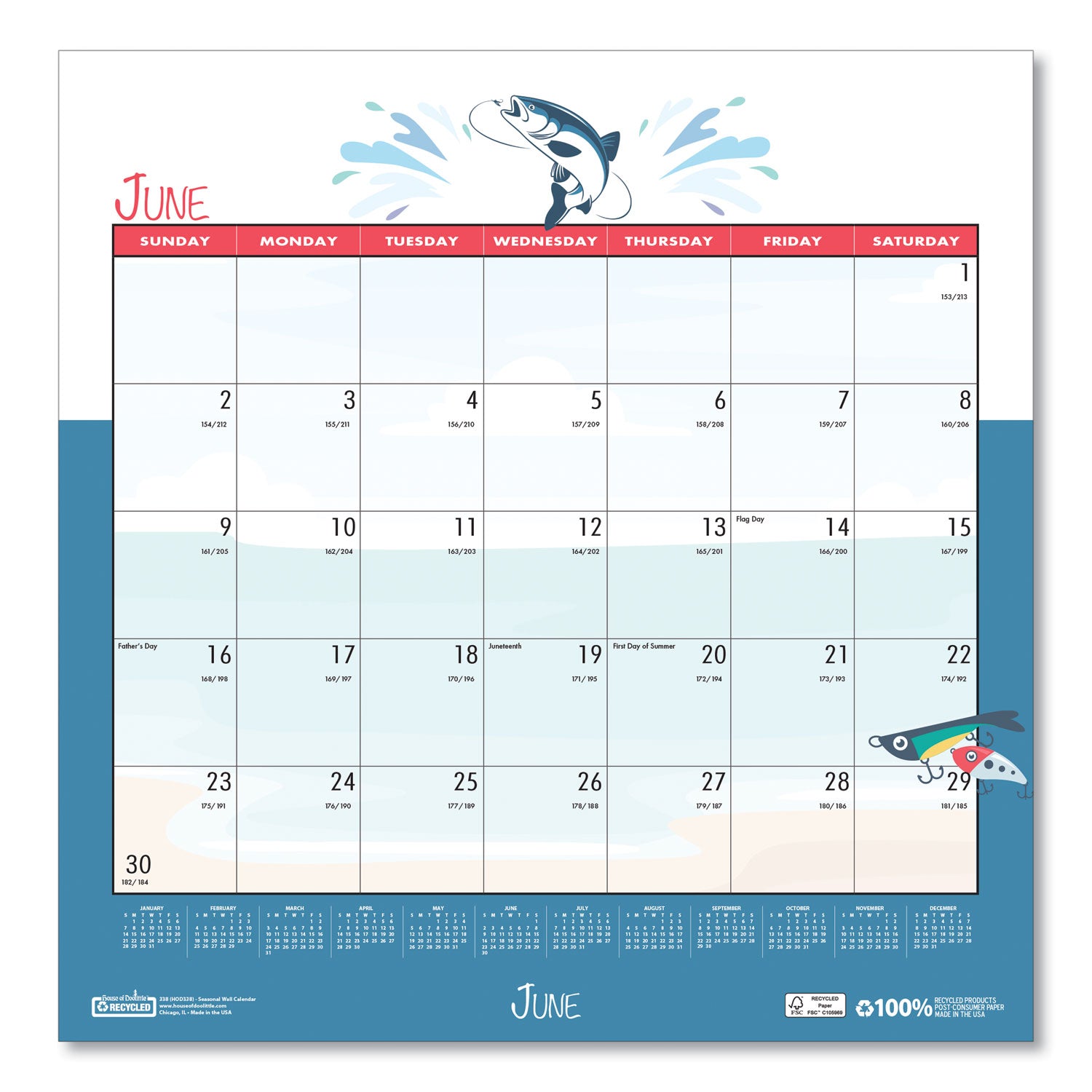 Julian Dates - Monthly - 1 Month Single Page Layout - Wire Bound - 12" Height x 12" Width - Recyclable, Reference Calendar, Holiday Listing - 1 Each