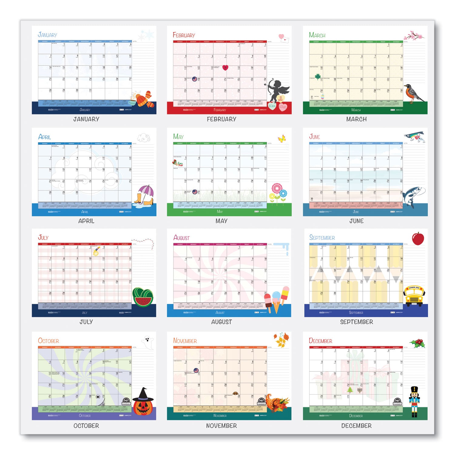 Julian Dates - Monthly - 12 Month - January 2026 to December 2026 - 1 Month Single Page Layout - Desk Pad - Multi - Leatherette - 17" Height x 22" Width - Recyclable, Notes Area, Holiday Listing, Reference Calendar - 1 Each