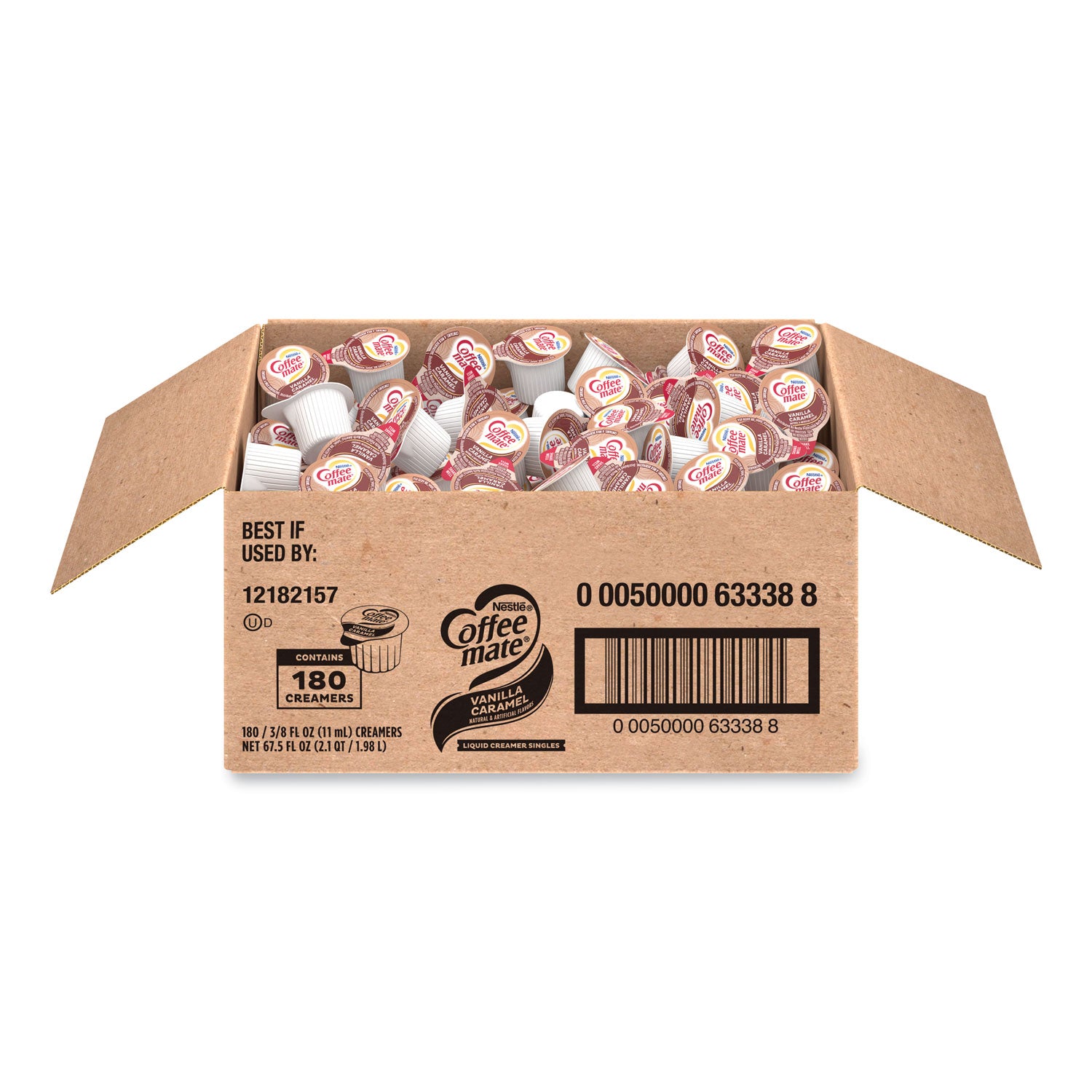 Bulk Liquid Coffee Creamer, Vanilla Caramel, 0.38 oz Mini Cups, 180/Carton
